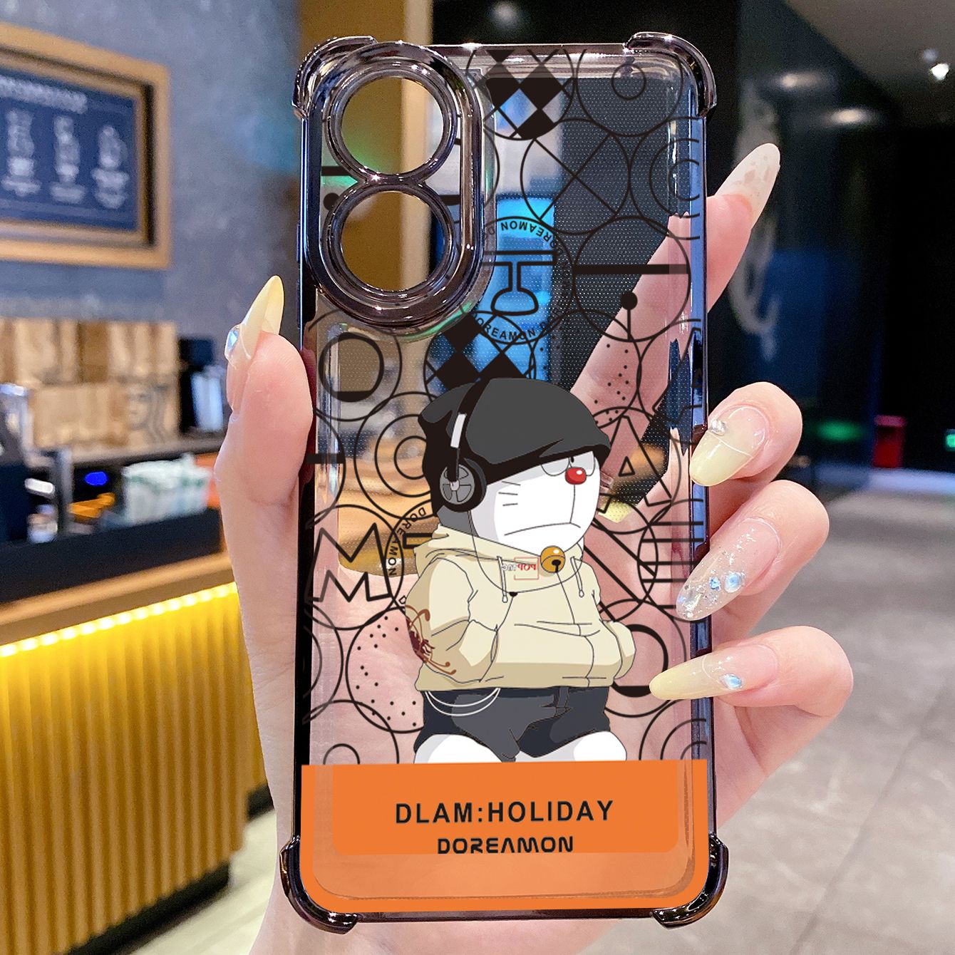 for OPPO A38 A5 Pro Realme C63 C51 C75 VIVO Plating Phone Case Shockproof Cover Music Magic Doraemon