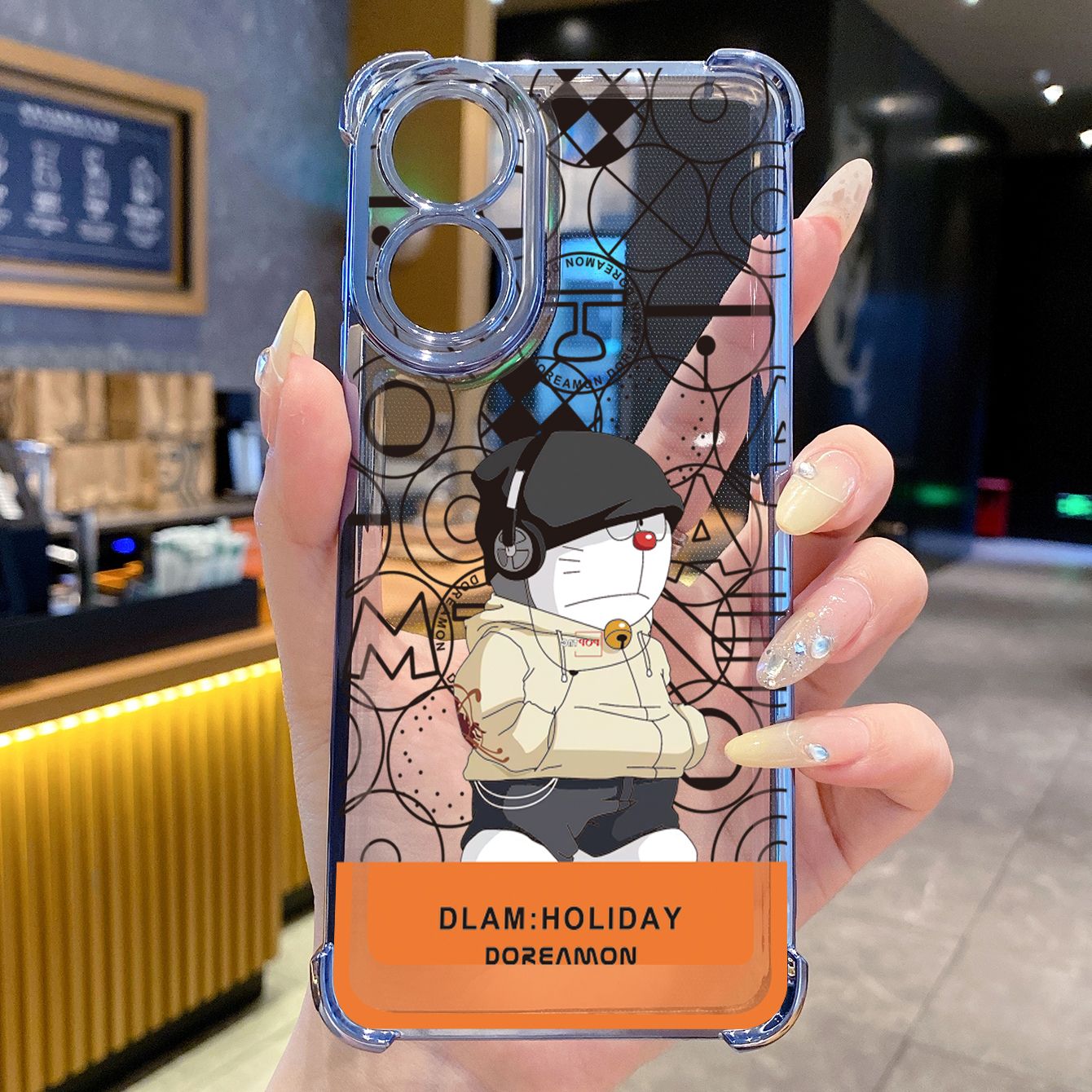 for OPPO A38 A5 Pro Realme C63 C51 C75 VIVO Plating Phone Case Shockproof Cover Music Magic Doraemon