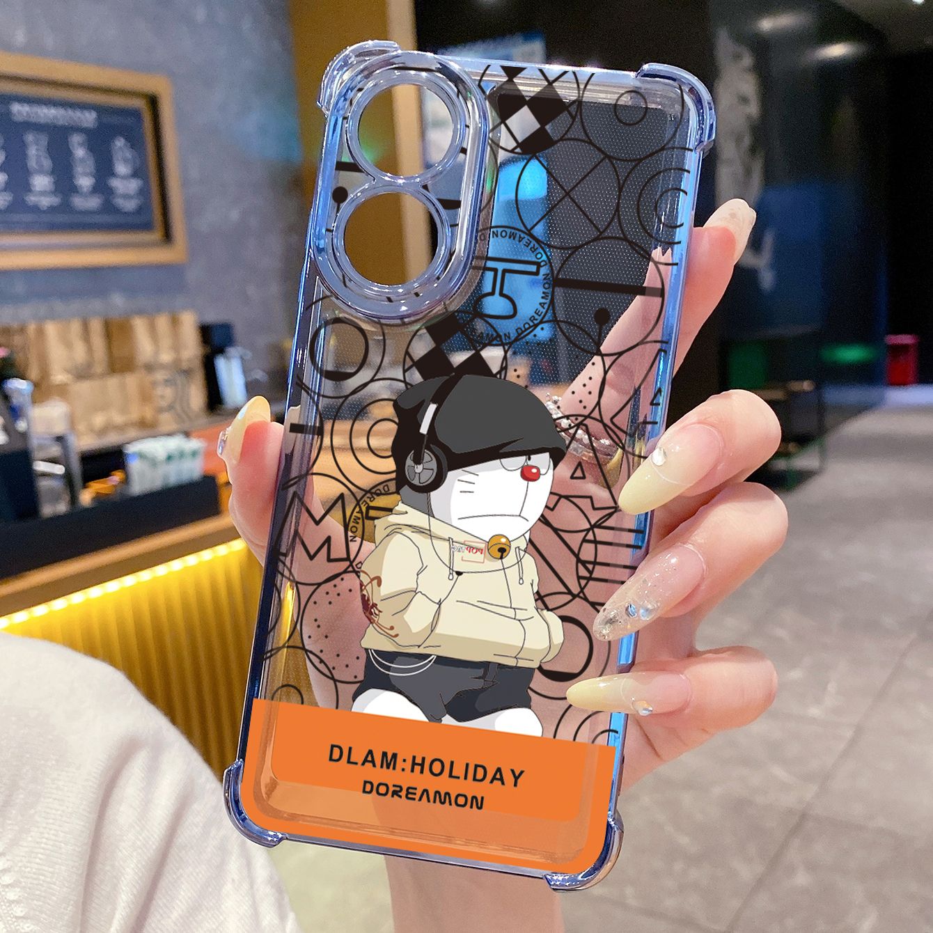 for OPPO A38 A5 Pro Realme C63 C51 C75 VIVO Plating Phone Case Shockproof Cover Music Magic Doraemon