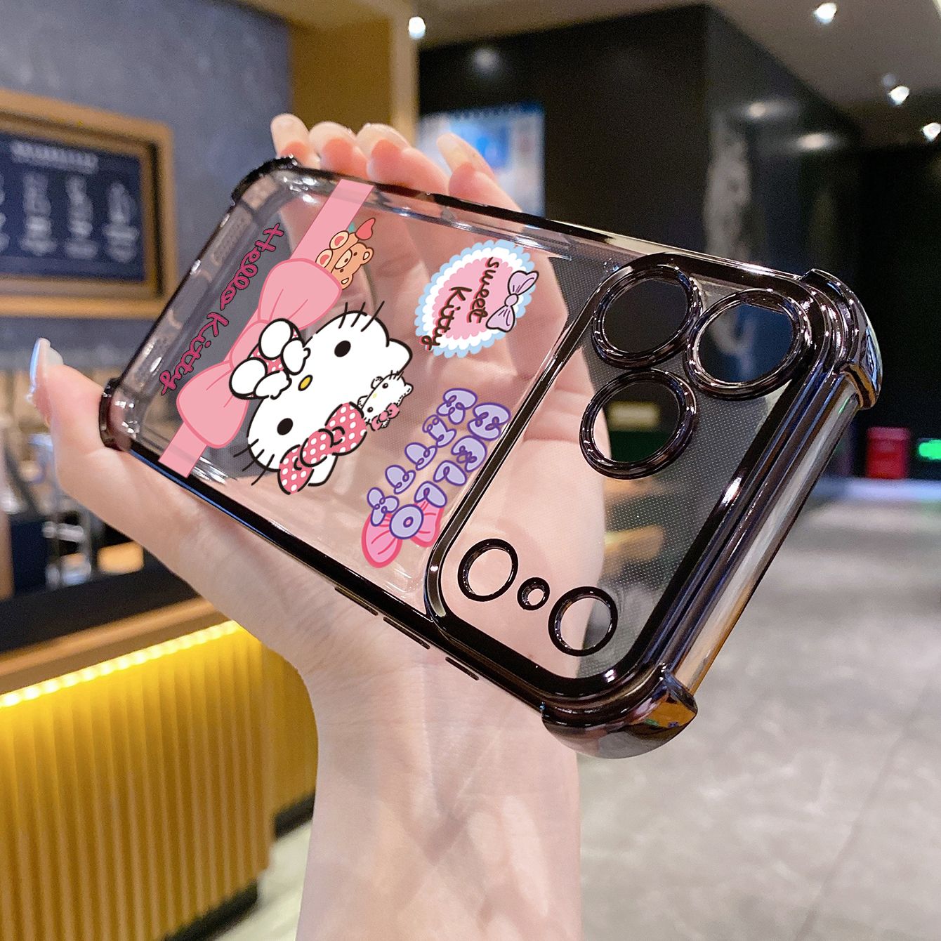 for iPhone 17 Pro Max 16 15 14 Plus Plating Phone Case Shockproof Cover Cartoon Cute HelloKitty