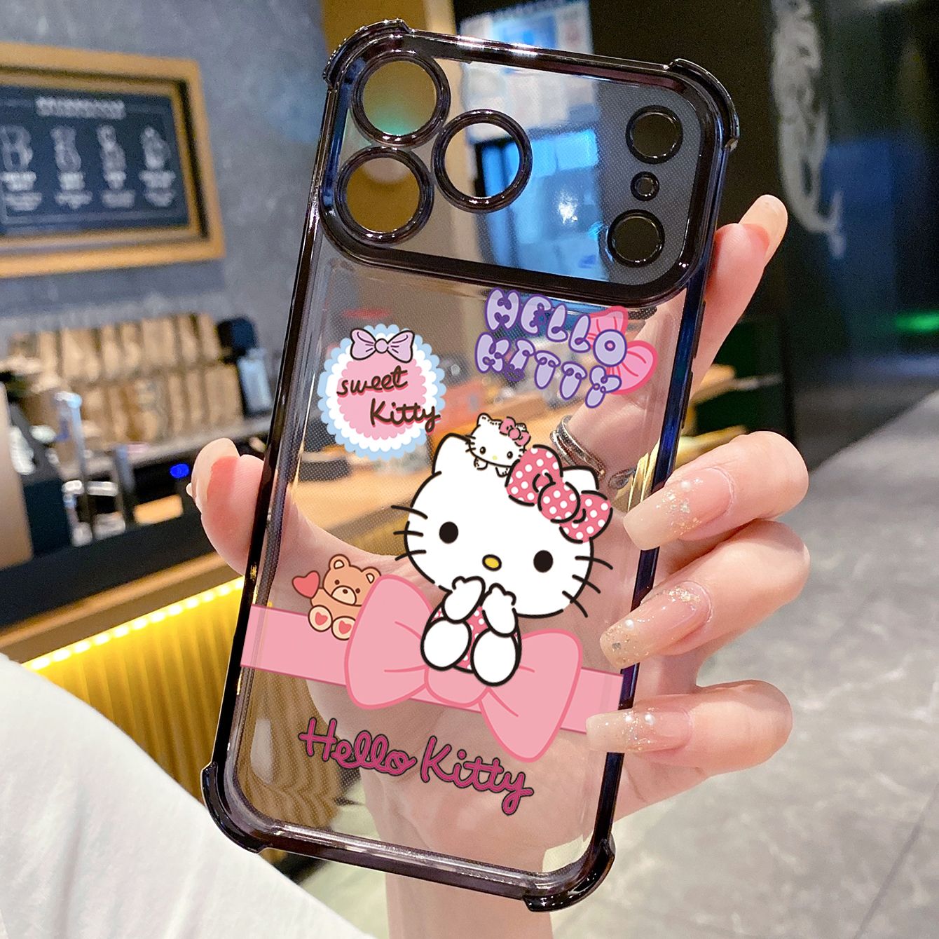 for iPhone 17 Pro Max 16 15 14 Plus Plating Phone Case Shockproof Cover Cartoon Cute HelloKitty