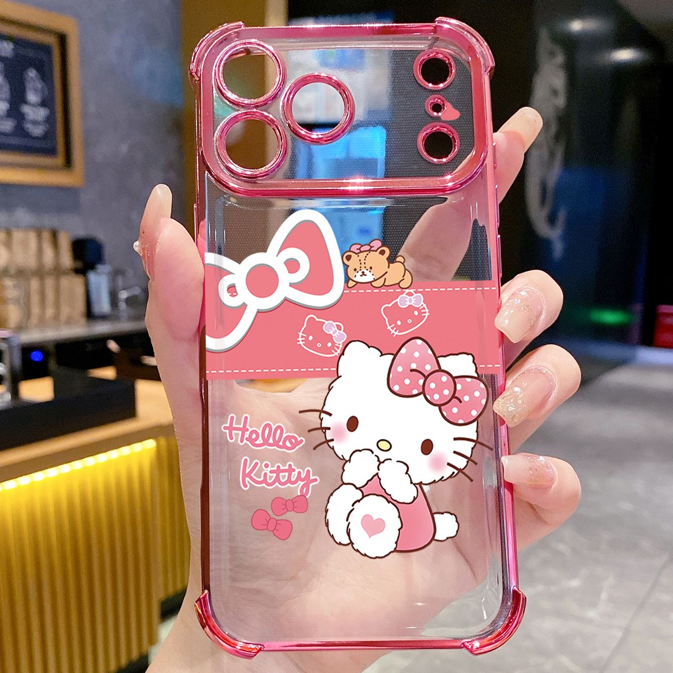 for iPhone 17 Pro Max 16 15 14 Plus Plating Phone Case Shockproof Cover Cartoon Cute HelloKitty