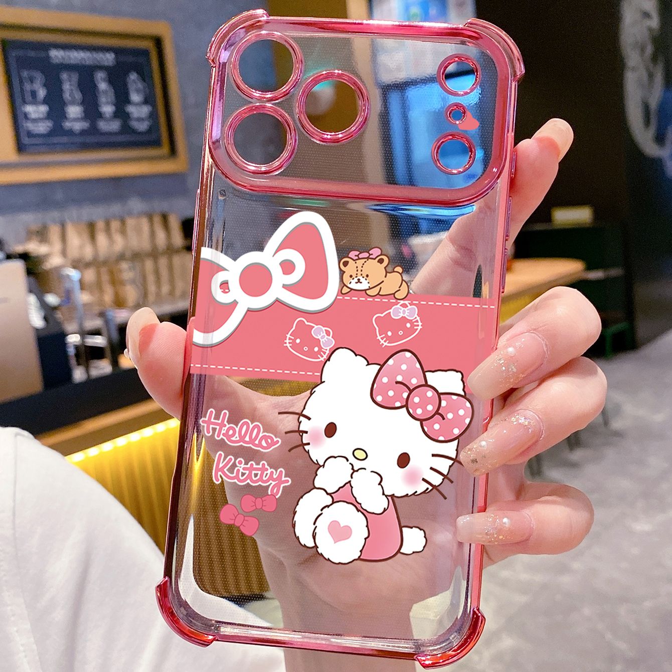 for iPhone 17 Pro Max 16 15 14 Plus Plating Phone Case Shockproof Cover Cartoon Cute HelloKitty