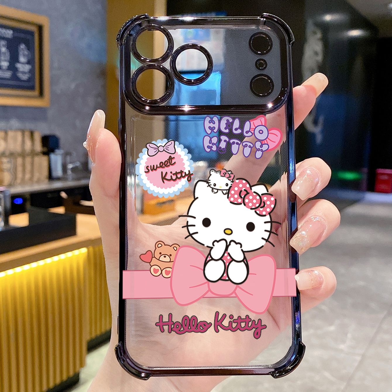 for iPhone 17 Pro Max 16 15 14 Plus Plating Phone Case Shockproof Cover Cartoon Cute HelloKitty