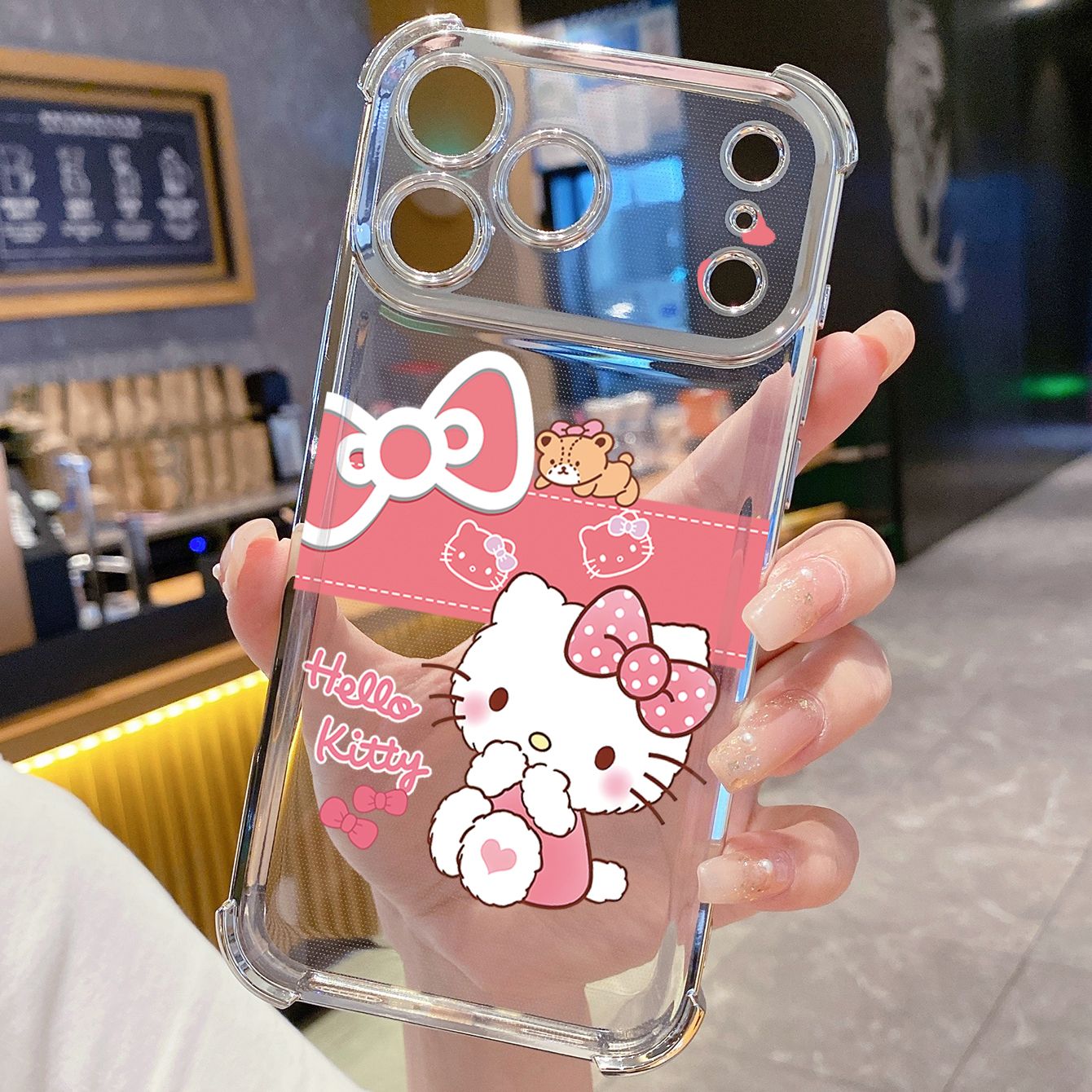 for iPhone 17 Pro Max 16 15 14 Plus Plating Phone Case Shockproof Cover Cartoon Cute HelloKitty