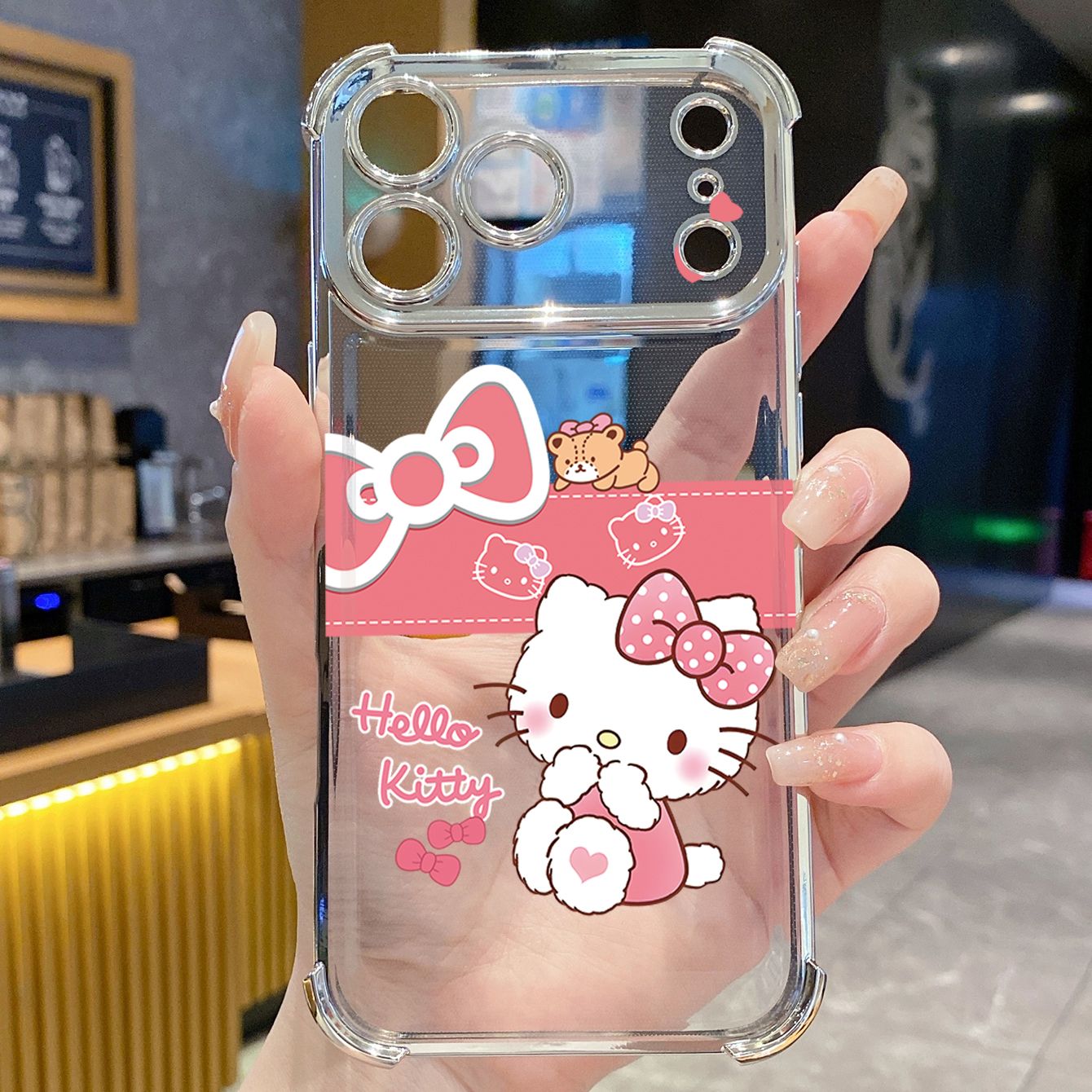 for iPhone 17 Pro Max 16 15 14 Plus Plating Phone Case Shockproof Cover Cartoon Cute HelloKitty
