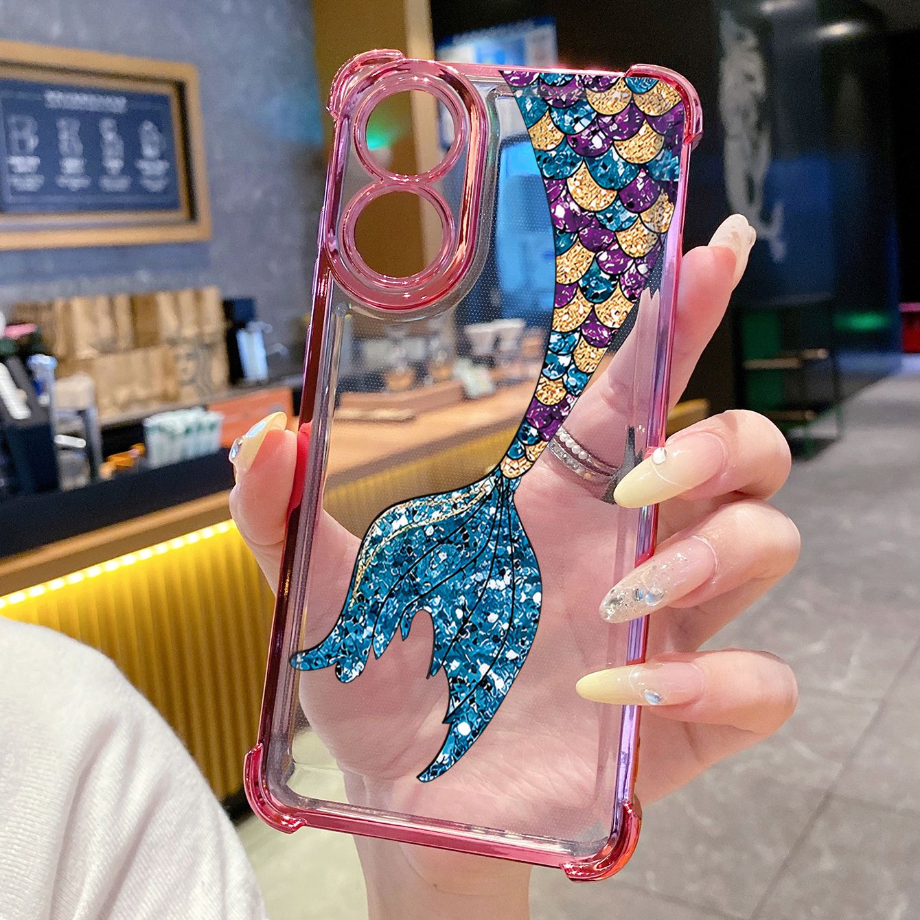 for OPPO A38 A5 Pro Realme C63 C51 C75 VIVO Plating Phone Case Shockproof Cover Mermaid Girl