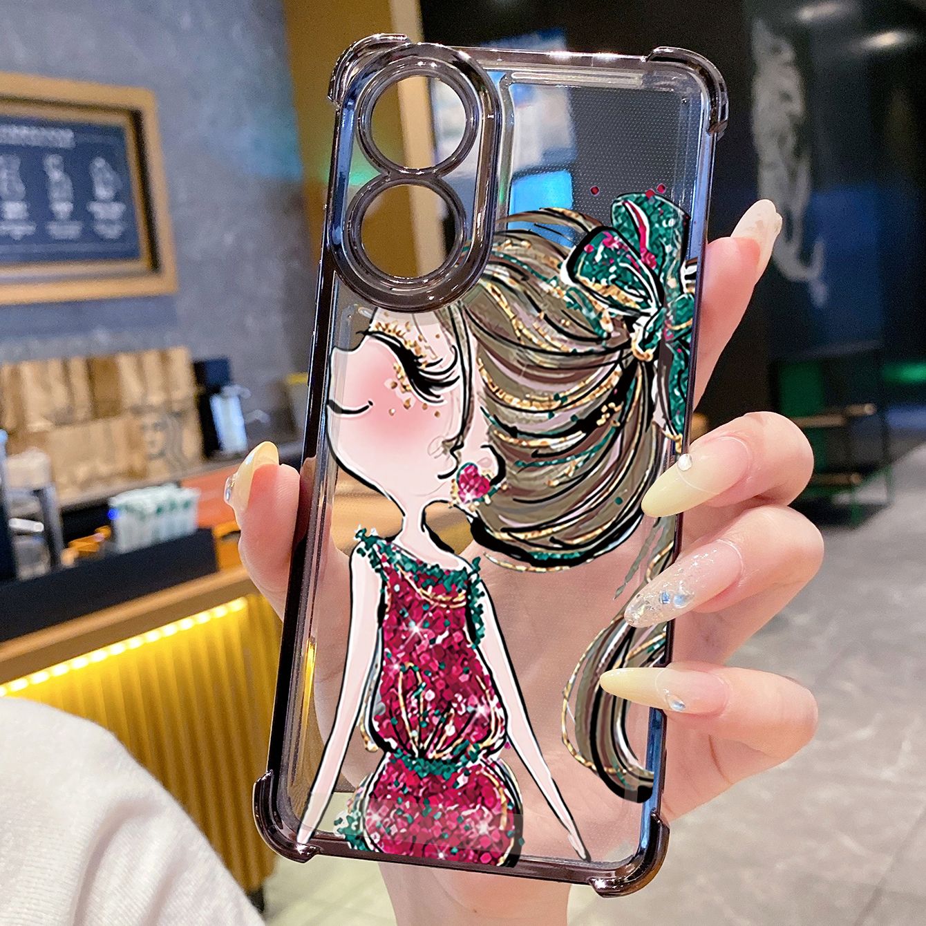 for OPPO A38 A5 Pro Realme C63 C51 C75 VIVO Plating Phone Case Shockproof Cover Mermaid Girl