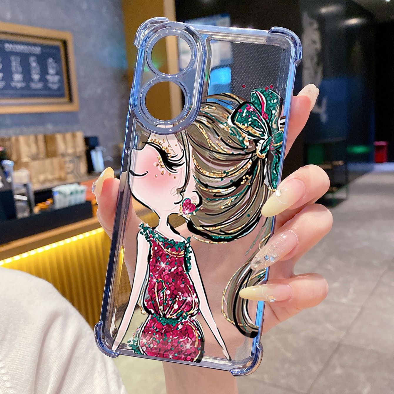 for OPPO A38 A5 Pro Realme C63 C51 C75 VIVO Plating Phone Case Shockproof Cover Mermaid Girl