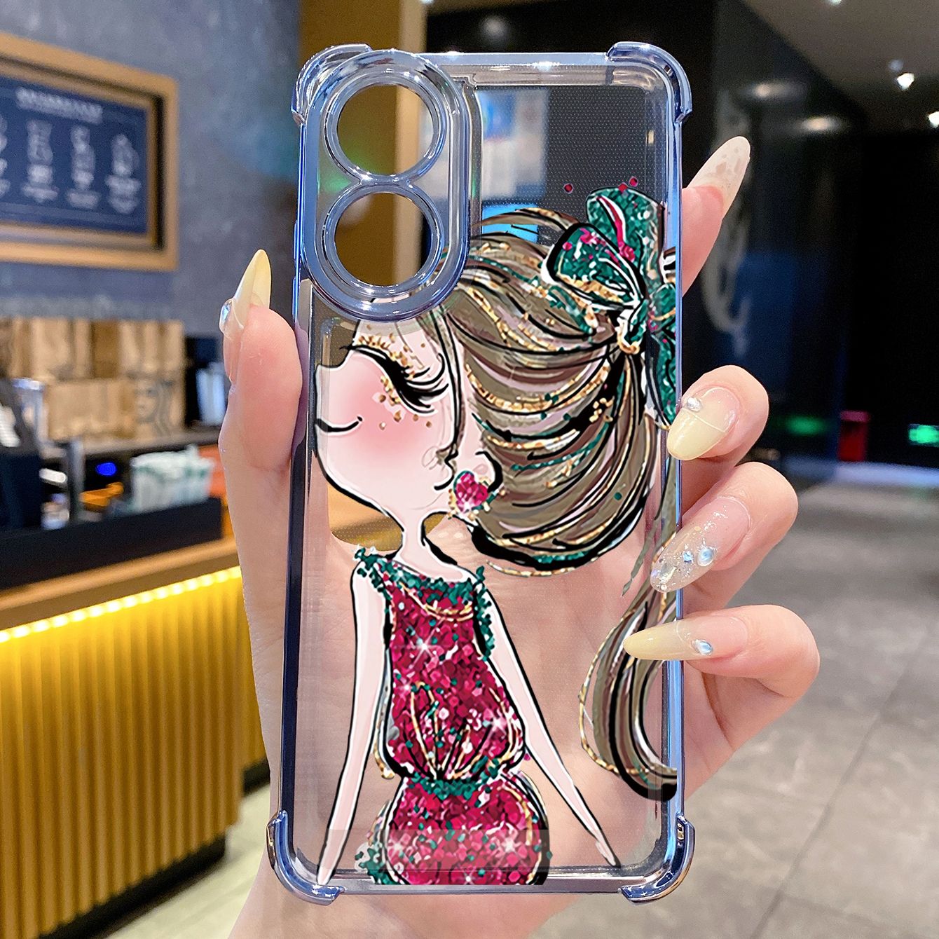 for OPPO A38 A5 Pro Realme C63 C51 C75 VIVO Plating Phone Case Shockproof Cover Mermaid Girl