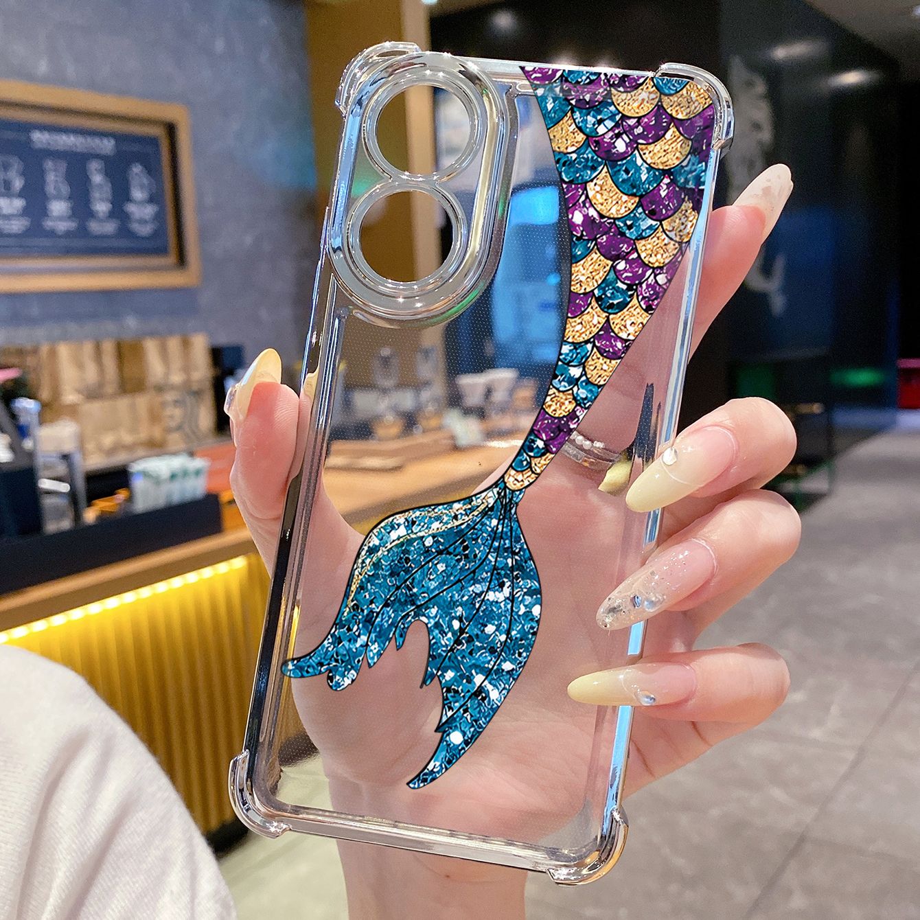 for OPPO A38 A5 Pro Realme C63 C51 C75 VIVO Plating Phone Case Shockproof Cover Mermaid Girl