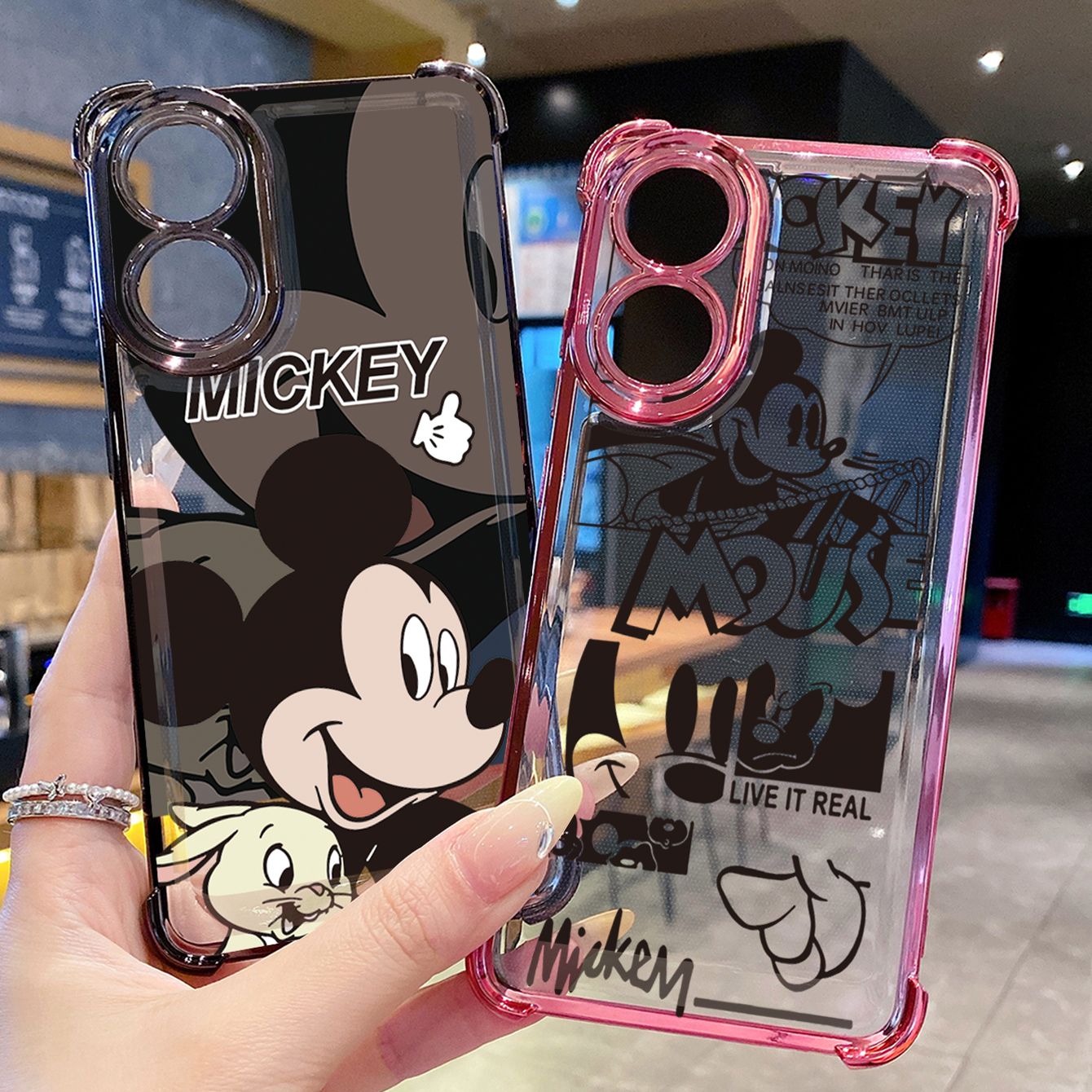 for OPPO A38 A5 Pro Realme C63 C51 C75 VIVO Plating Phone Case Shockproof Cover Funny Mickey
