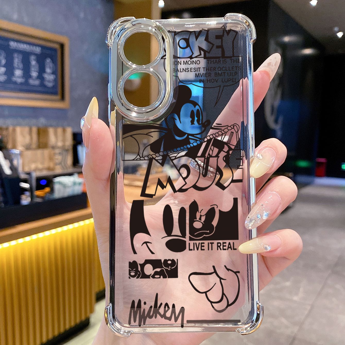 for OPPO A38 A5 Pro Realme C63 C51 C75 VIVO Plating Phone Case Shockproof Cover Funny Mickey