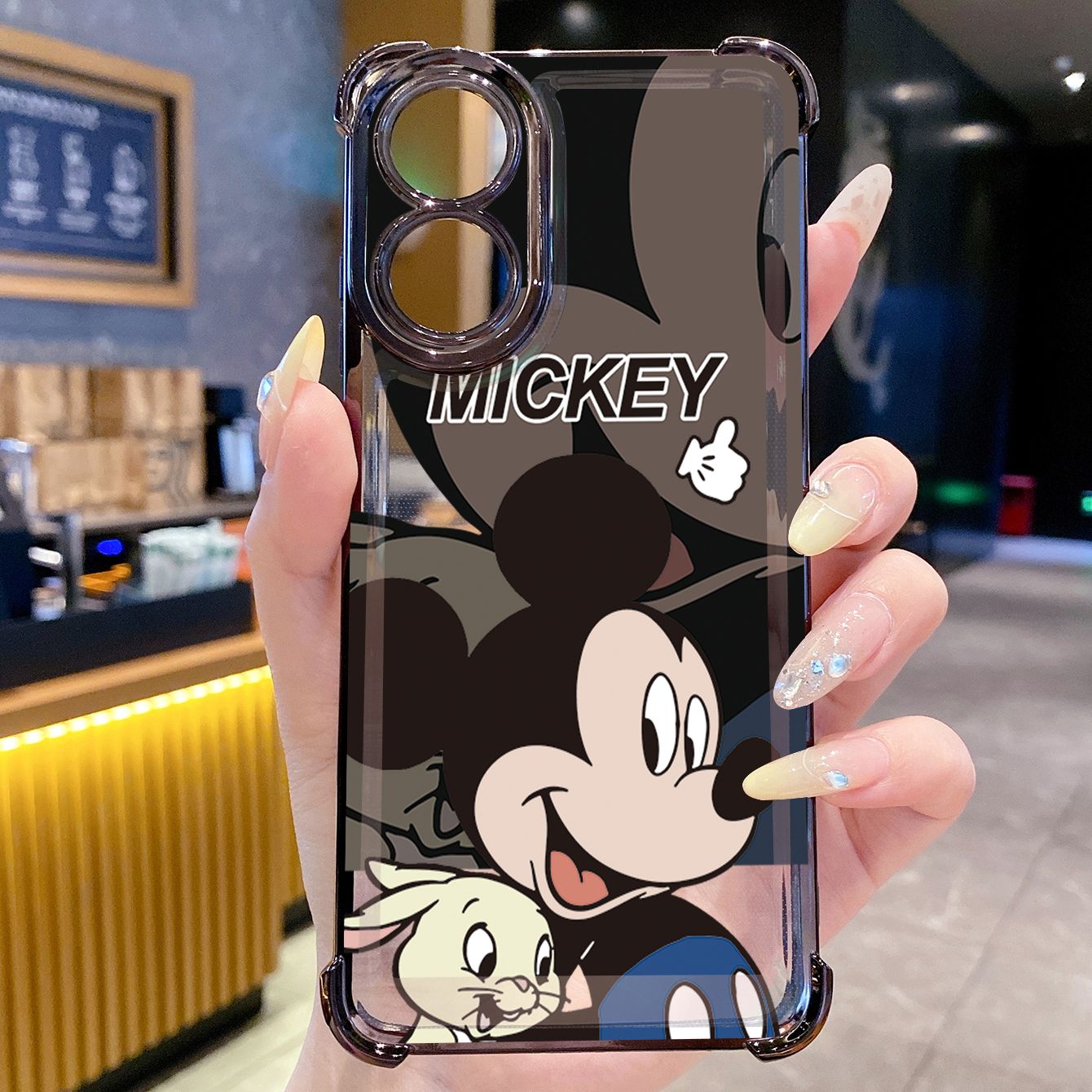 for OPPO A38 A5 Pro Realme C63 C51 C75 VIVO Plating Phone Case Shockproof Cover Funny Mickey