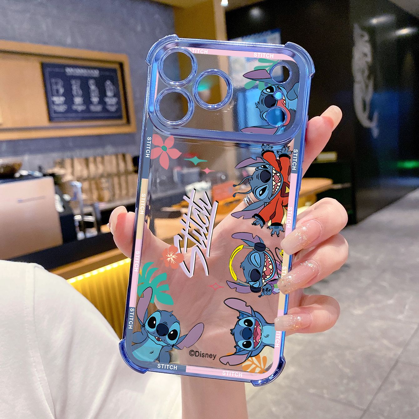 for iPhone 17 Pro Max 16 15 14 Plus Plating Phone Case Shockproof Cover Cute Stitch