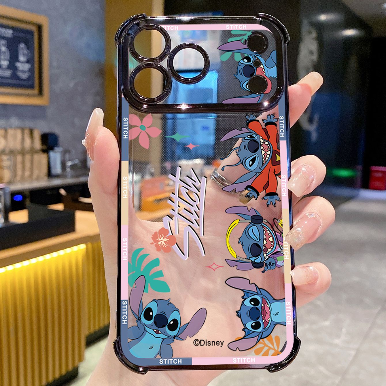 for iPhone 17 Pro Max 16 15 14 Plus Plating Phone Case Shockproof Cover Cute Stitch