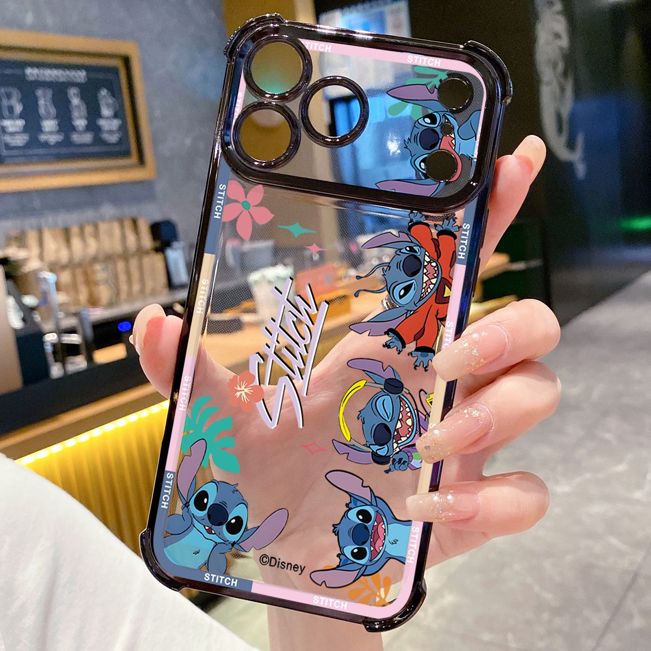 for iPhone 17 Pro Max 16 15 14 Plus Plating Phone Case Shockproof Cover Cute Stitch