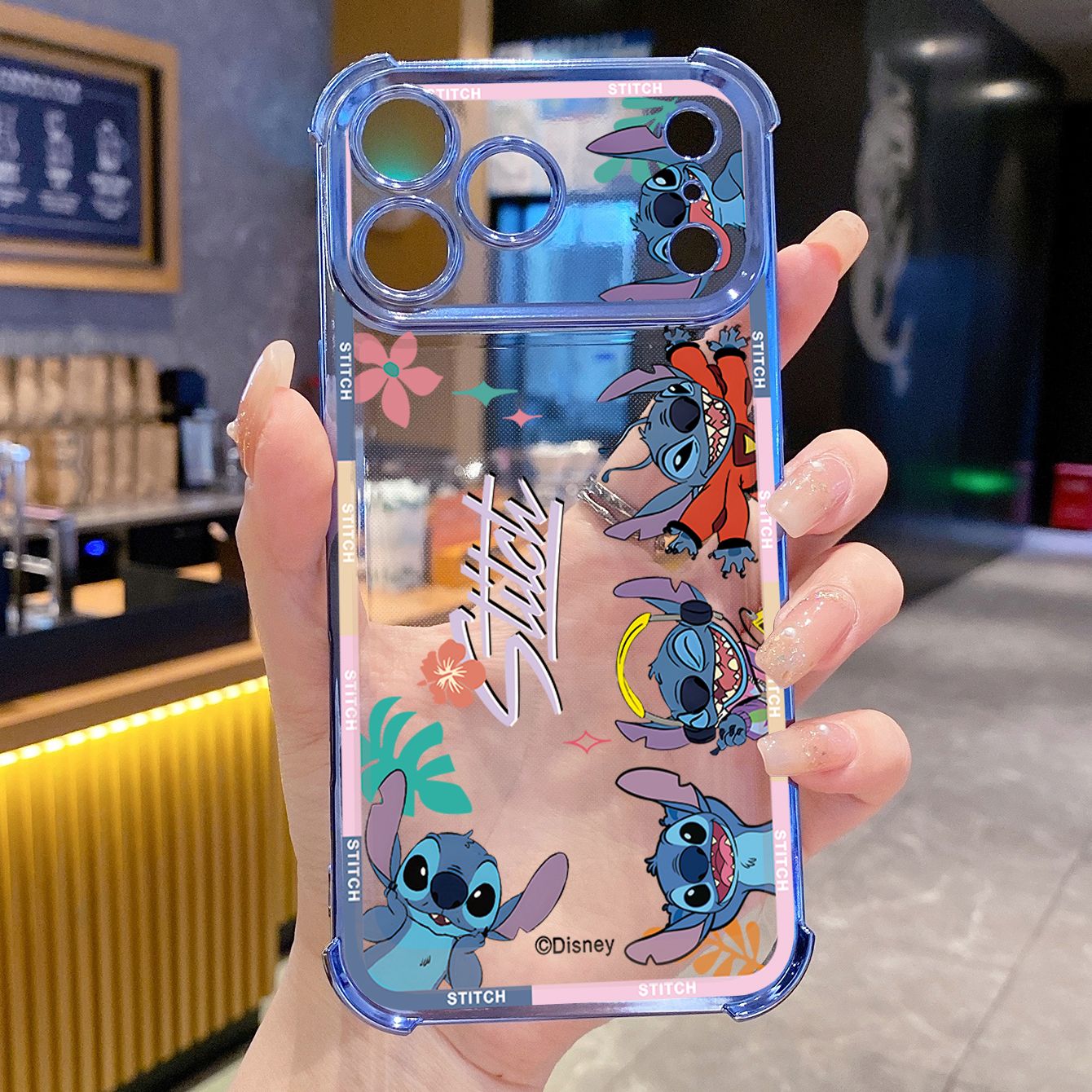for iPhone 17 Pro Max 16 15 14 Plus Plating Phone Case Shockproof Cover Cute Stitch