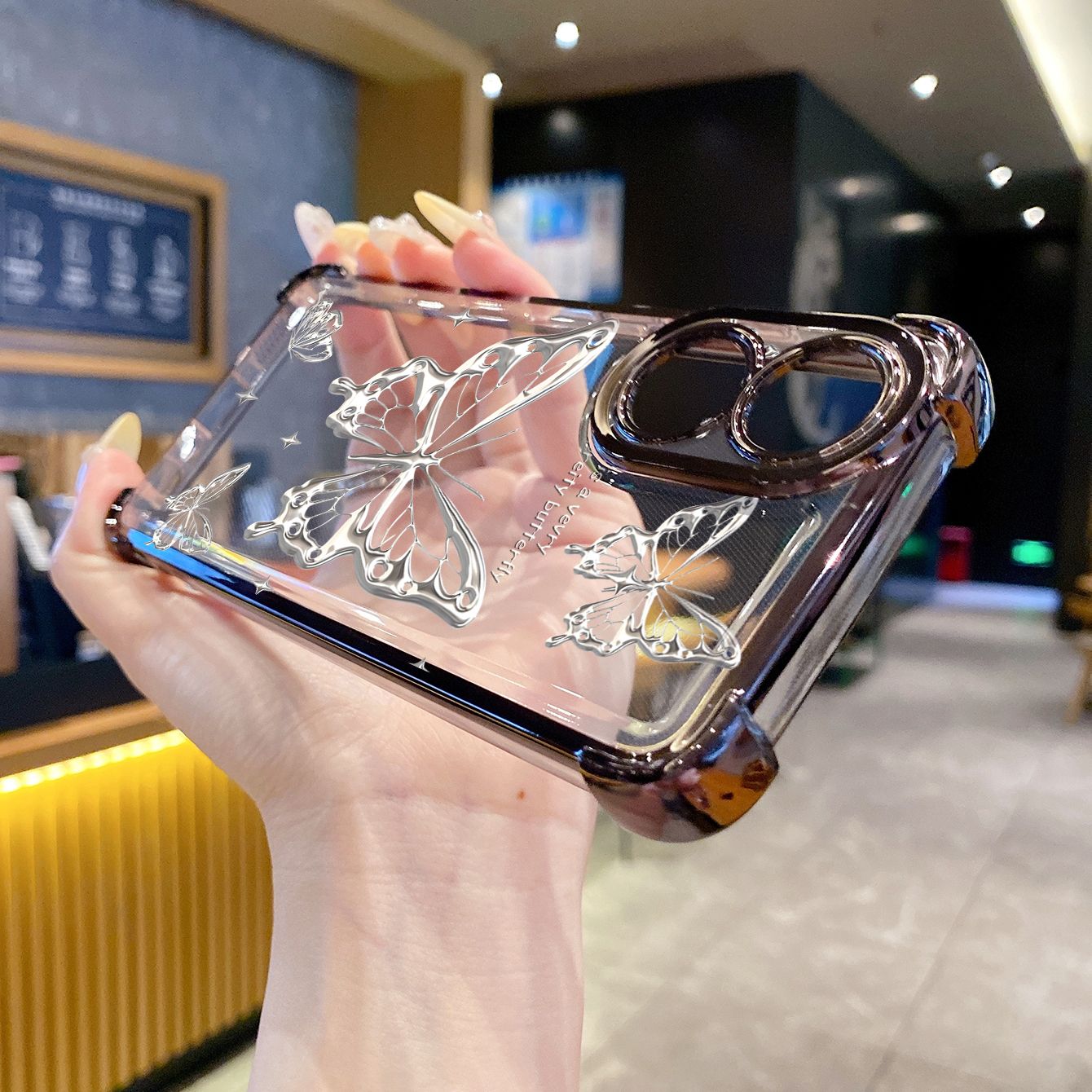 for OPPO A38 A5 Pro Realme C63 C51 C75 VIVO Plating Phone Case Shockproof Cover Drawing Butterfly