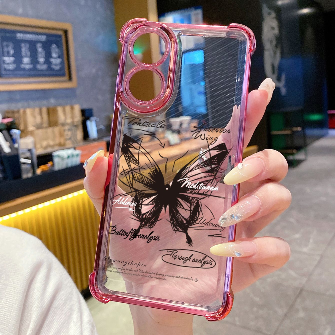 for OPPO A38 A5 Pro Realme C63 C51 C75 VIVO Plating Phone Case Shockproof Cover Drawing Butterfly