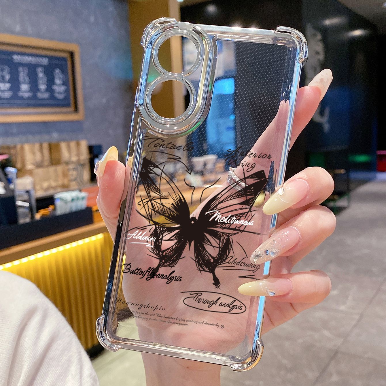 for OPPO A38 A5 Pro Realme C63 C51 C75 VIVO Plating Phone Case Shockproof Cover Drawing Butterfly