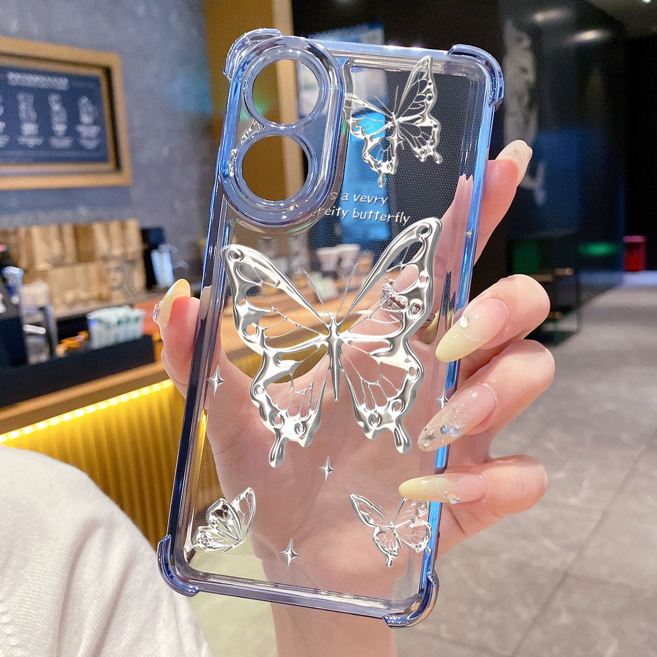 for OPPO A38 A5 Pro Realme C63 C51 C75 VIVO Plating Phone Case Shockproof Cover Drawing Butterfly