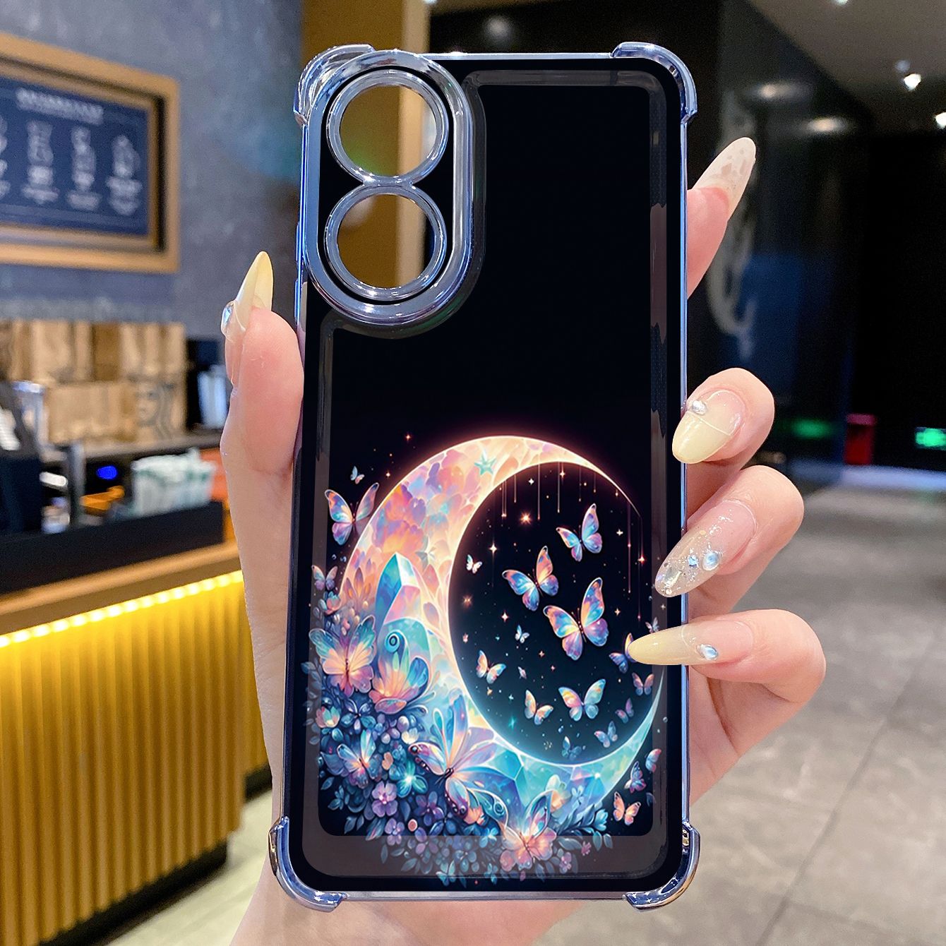 for OPPO A38 A5 Pro Realme C63 C51 C75 VIVO Plating Phone Case Shockproof Cover Moon Butterfly Flower