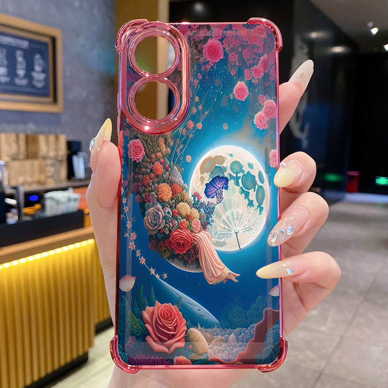 for OPPO A38 A5 Pro Realme C63 C51 C75 VIVO Plating Phone Case Shockproof Cover Moon Butterfly Flower