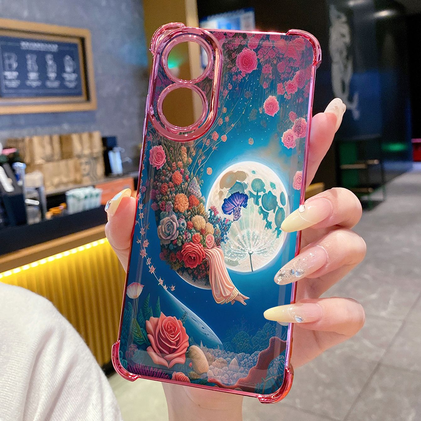 for OPPO A38 A5 Pro Realme C63 C51 C75 VIVO Plating Phone Case Shockproof Cover Moon Butterfly Flower