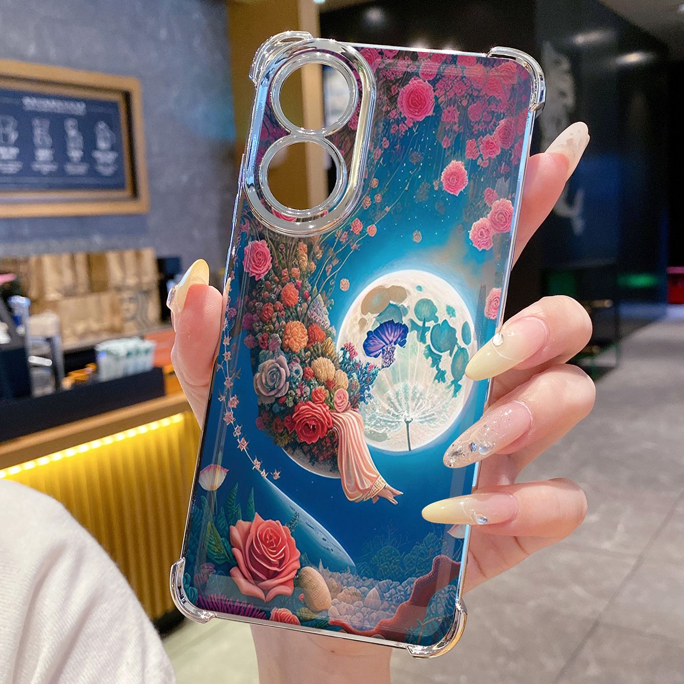 for OPPO A38 A5 Pro Realme C63 C51 C75 VIVO Plating Phone Case Shockproof Cover Moon Butterfly Flower
