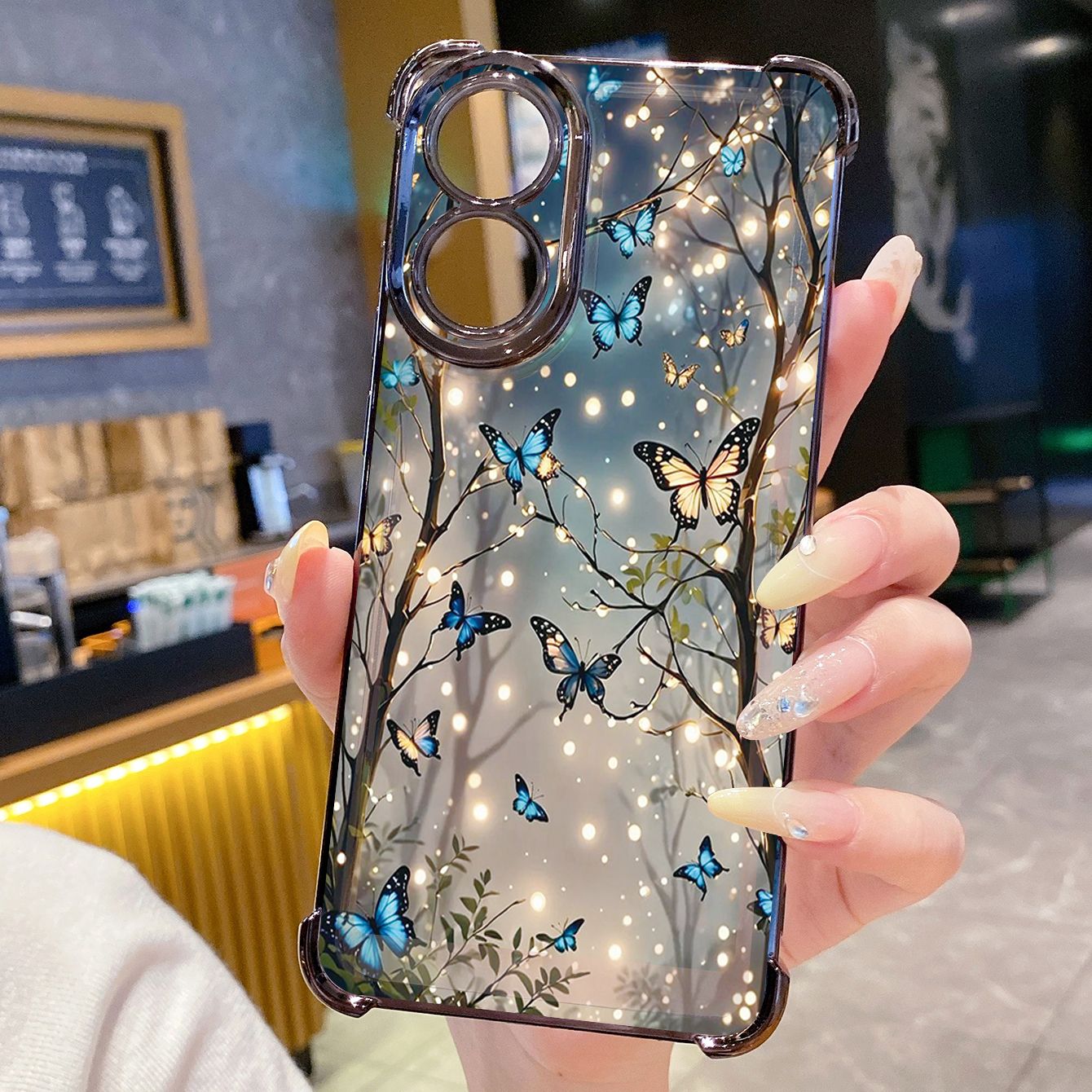 for OPPO A38 A5 Pro Realme C63 C51 C75 VIVO Plating Phone Case Shockproof Cover Flower Butterfly