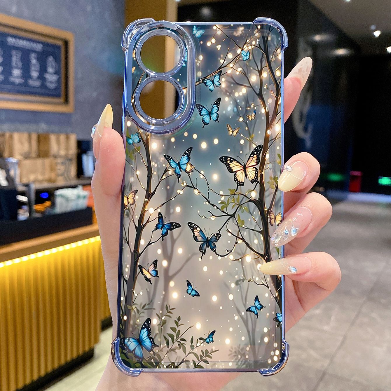 for OPPO A38 A5 Pro Realme C63 C51 C75 VIVO Plating Phone Case Shockproof Cover Flower Butterfly