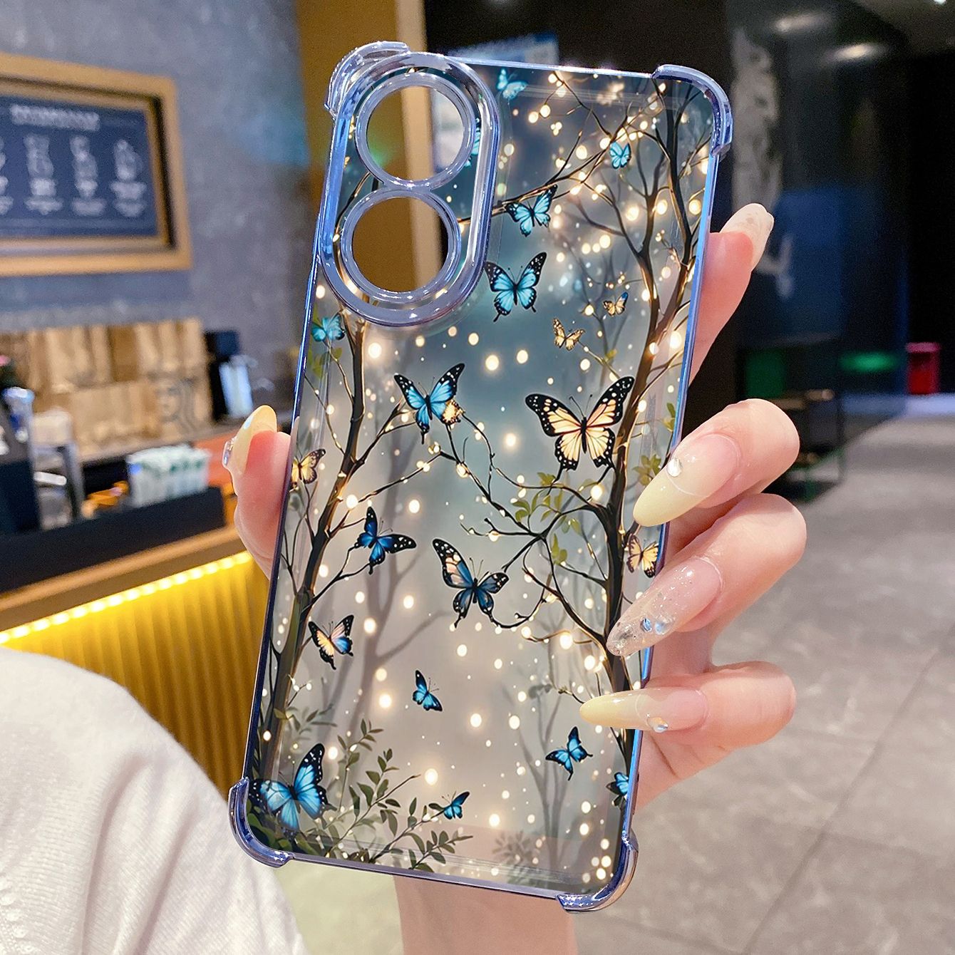 for OPPO A38 A5 Pro Realme C63 C51 C75 VIVO Plating Phone Case Shockproof Cover Flower Butterfly