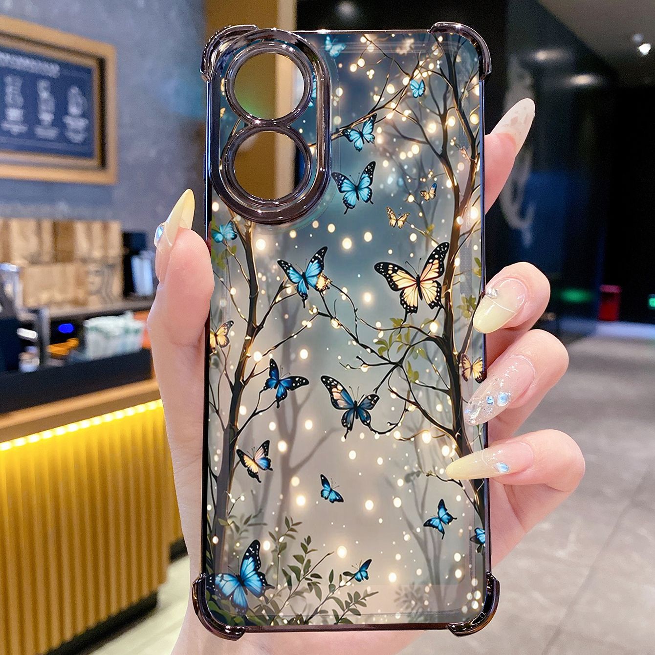 for OPPO A38 A5 Pro Realme C63 C51 C75 VIVO Plating Phone Case Shockproof Cover Flower Butterfly