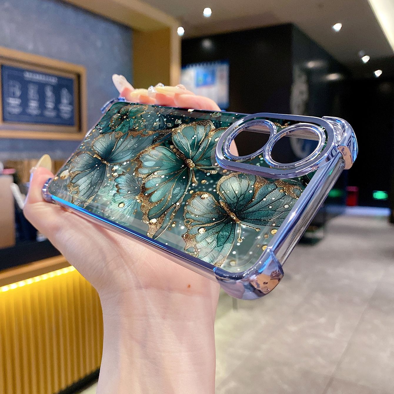 for OPPO A38 A5 Pro Realme C63 C51 C75 VIVO Plating Phone Case Shockproof Cover Luxury Flower Butterfly