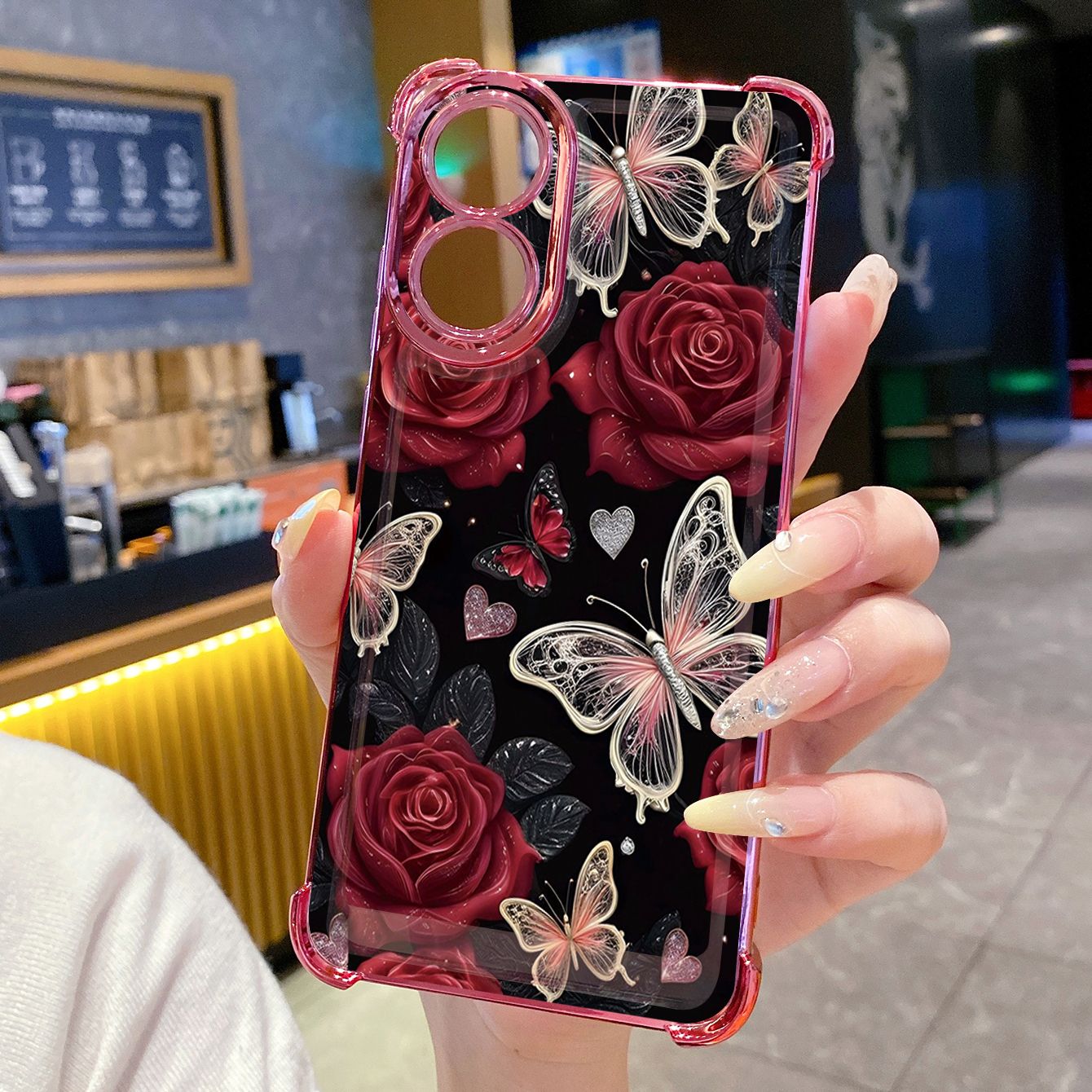 for OPPO A38 A5 Pro Realme C63 C51 C75 VIVO Plating Phone Case Shockproof Cover Luxury Flower Butterfly