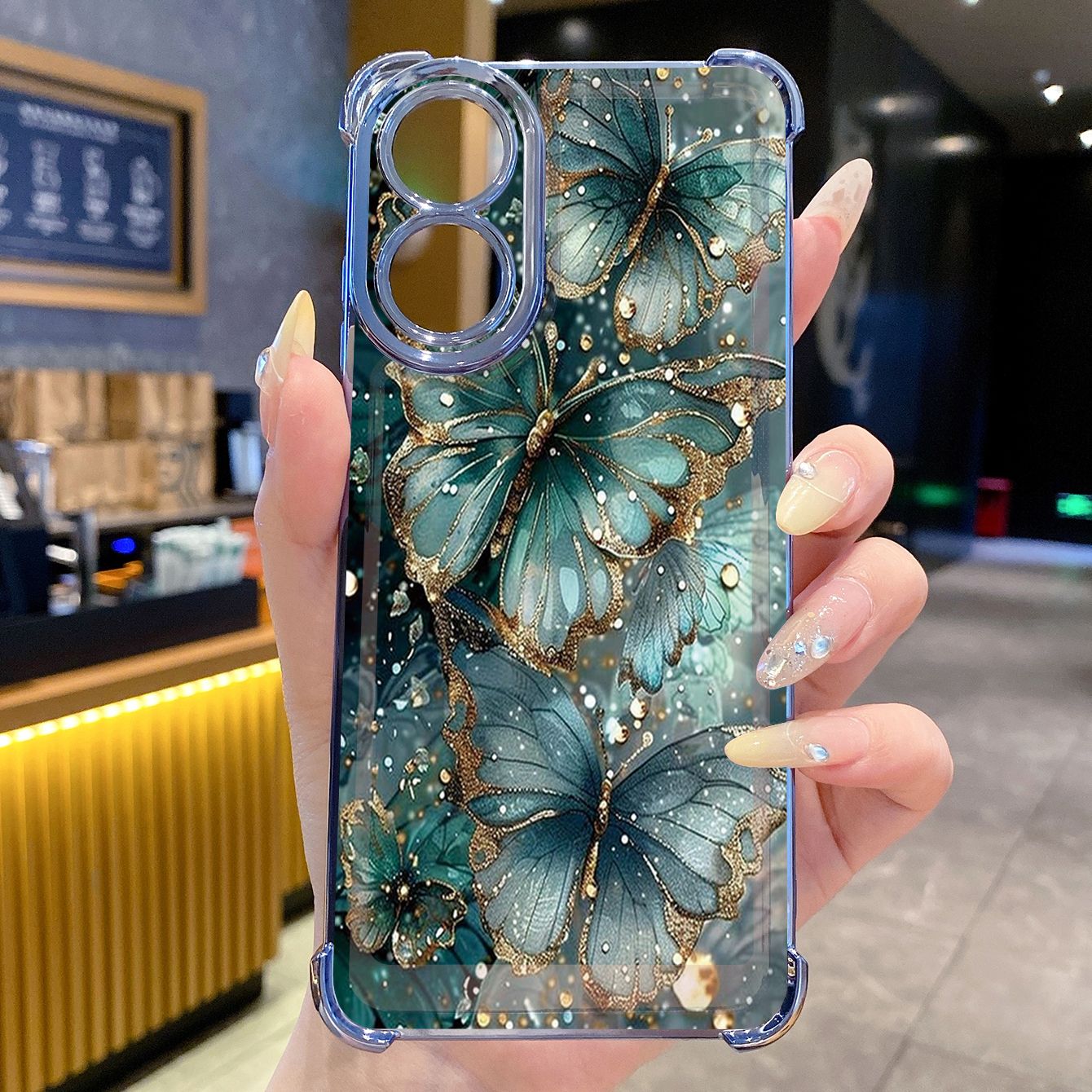 for OPPO A38 A5 Pro Realme C63 C51 C75 VIVO Plating Phone Case Shockproof Cover Luxury Flower Butterfly
