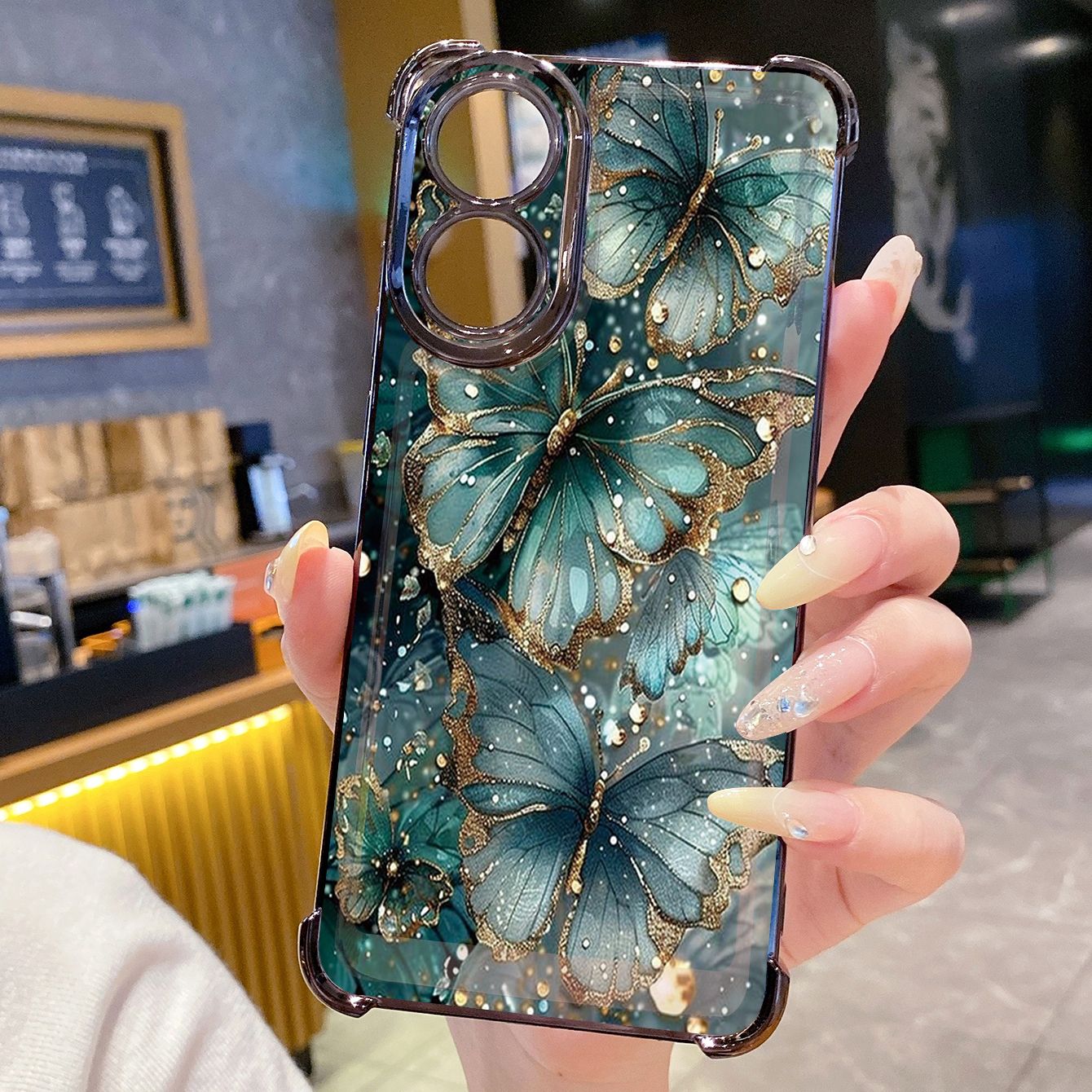 for OPPO A38 A5 Pro Realme C63 C51 C75 VIVO Plating Phone Case Shockproof Cover Luxury Flower Butterfly