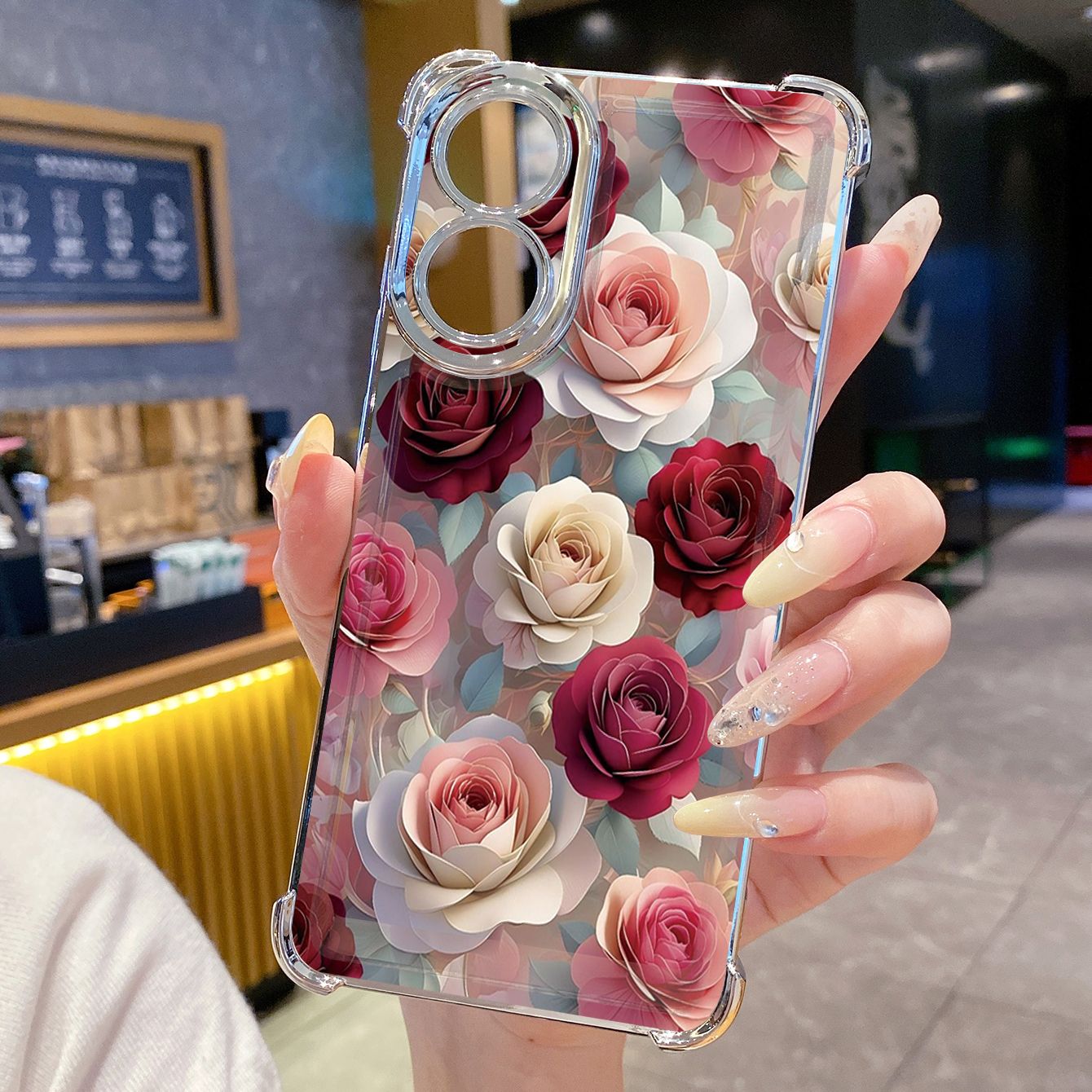 for OPPO A38 A5 Pro Realme C63 C51 C75 VIVO Plating Phone Case Shockproof Cover Luxury Peony