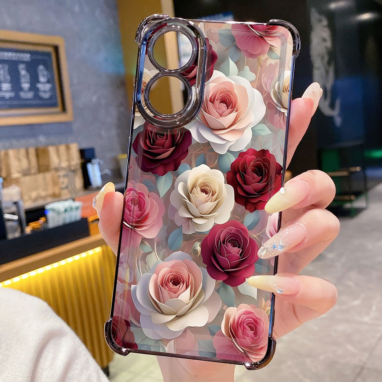 for OPPO A38 A5 Pro Realme C63 C51 C75 VIVO Plating Phone Case Shockproof Cover Luxury Peony