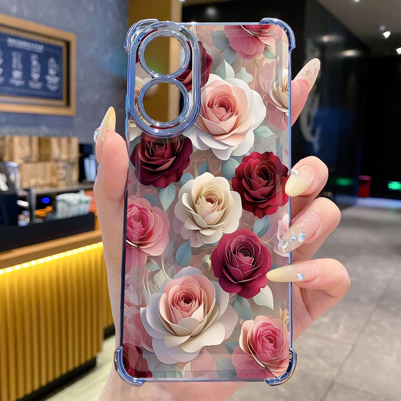 for OPPO A38 A5 Pro Realme C63 C51 C75 VIVO Plating Phone Case Shockproof Cover Luxury Peony