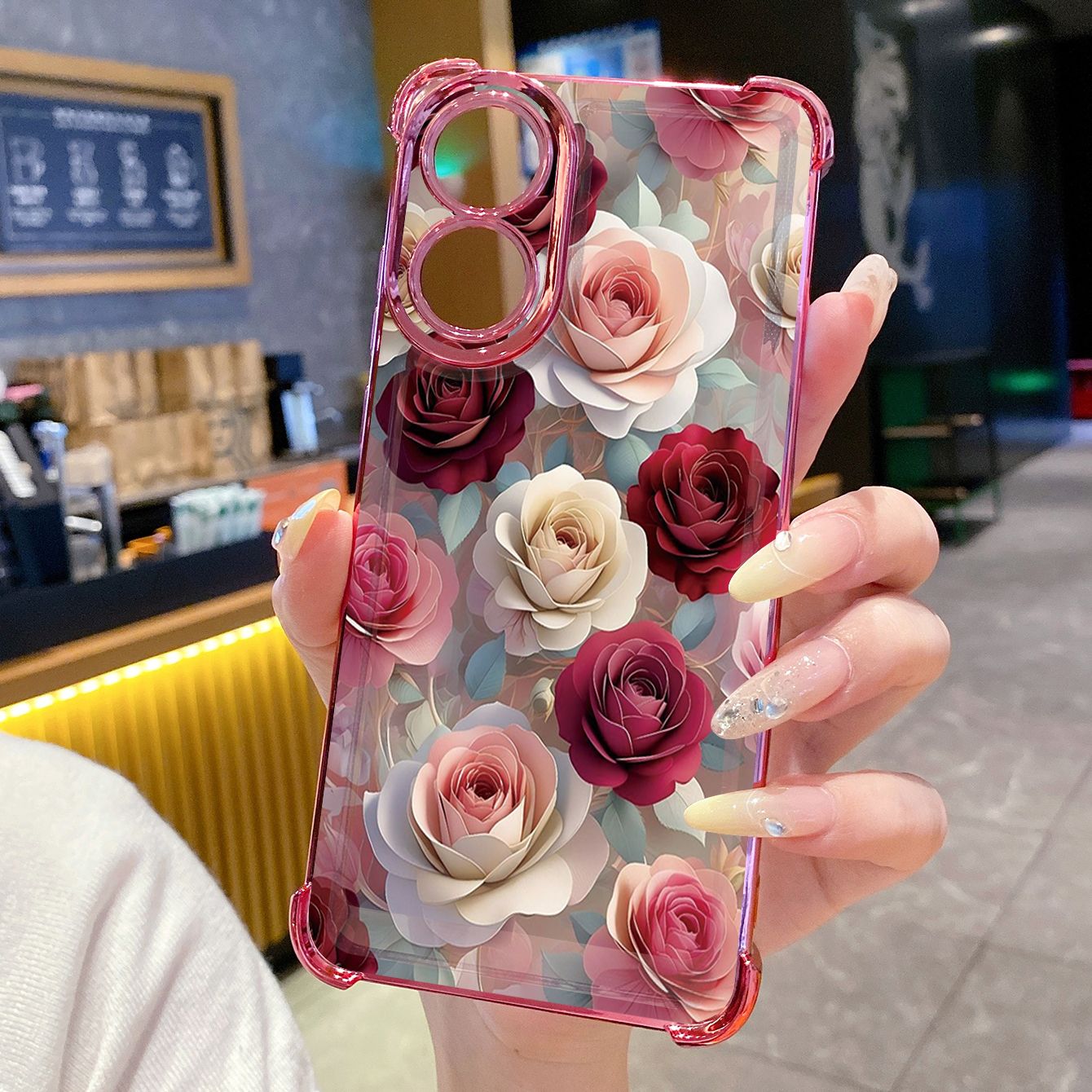for OPPO A38 A5 Pro Realme C63 C51 C75 VIVO Plating Phone Case Shockproof Cover Luxury Peony