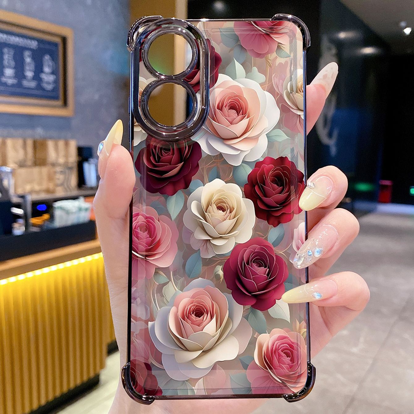 for OPPO A38 A5 Pro Realme C63 C51 C75 VIVO Plating Phone Case Shockproof Cover Luxury Peony