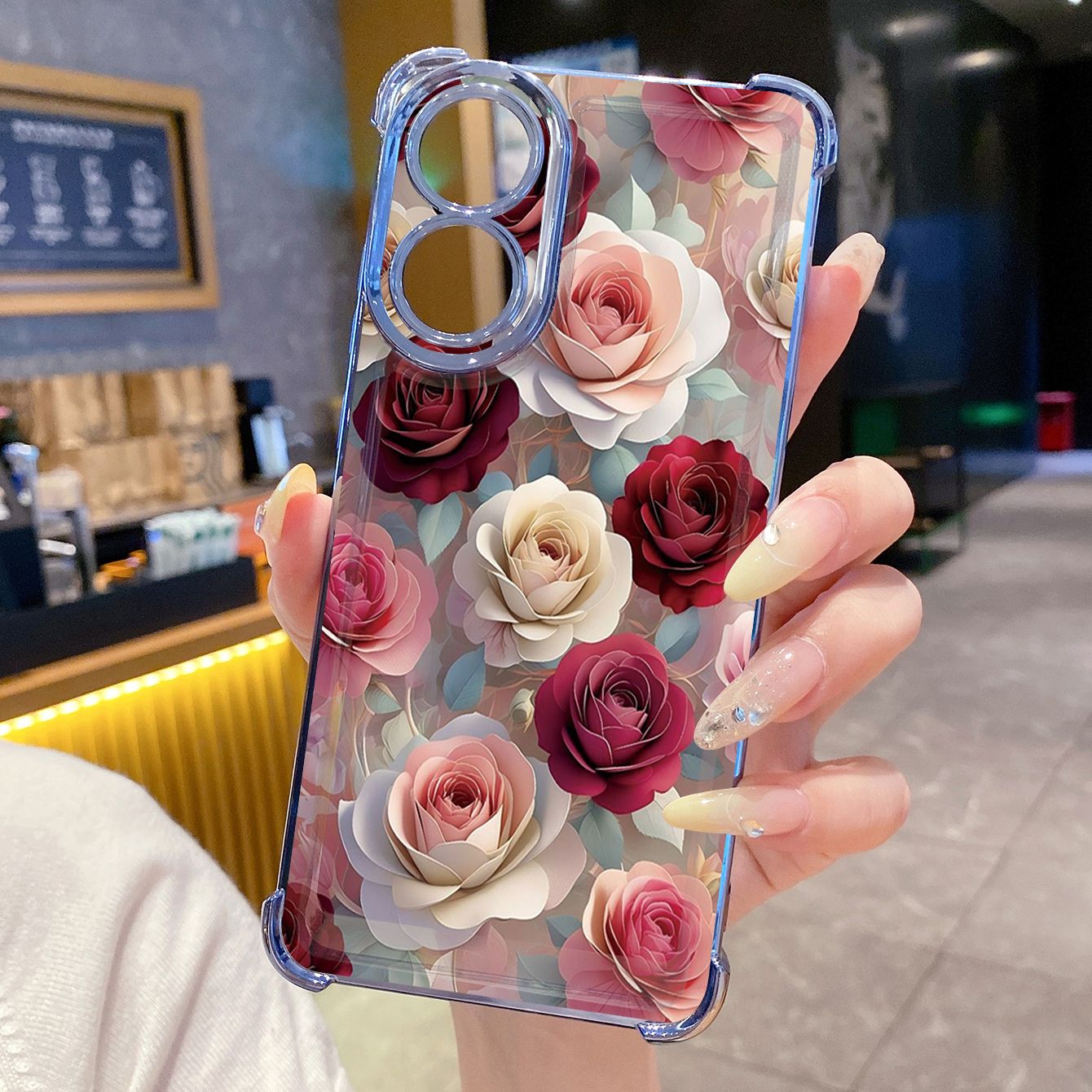 for OPPO A38 A5 Pro Realme C63 C51 C75 VIVO Plating Phone Case Shockproof Cover Luxury Peony