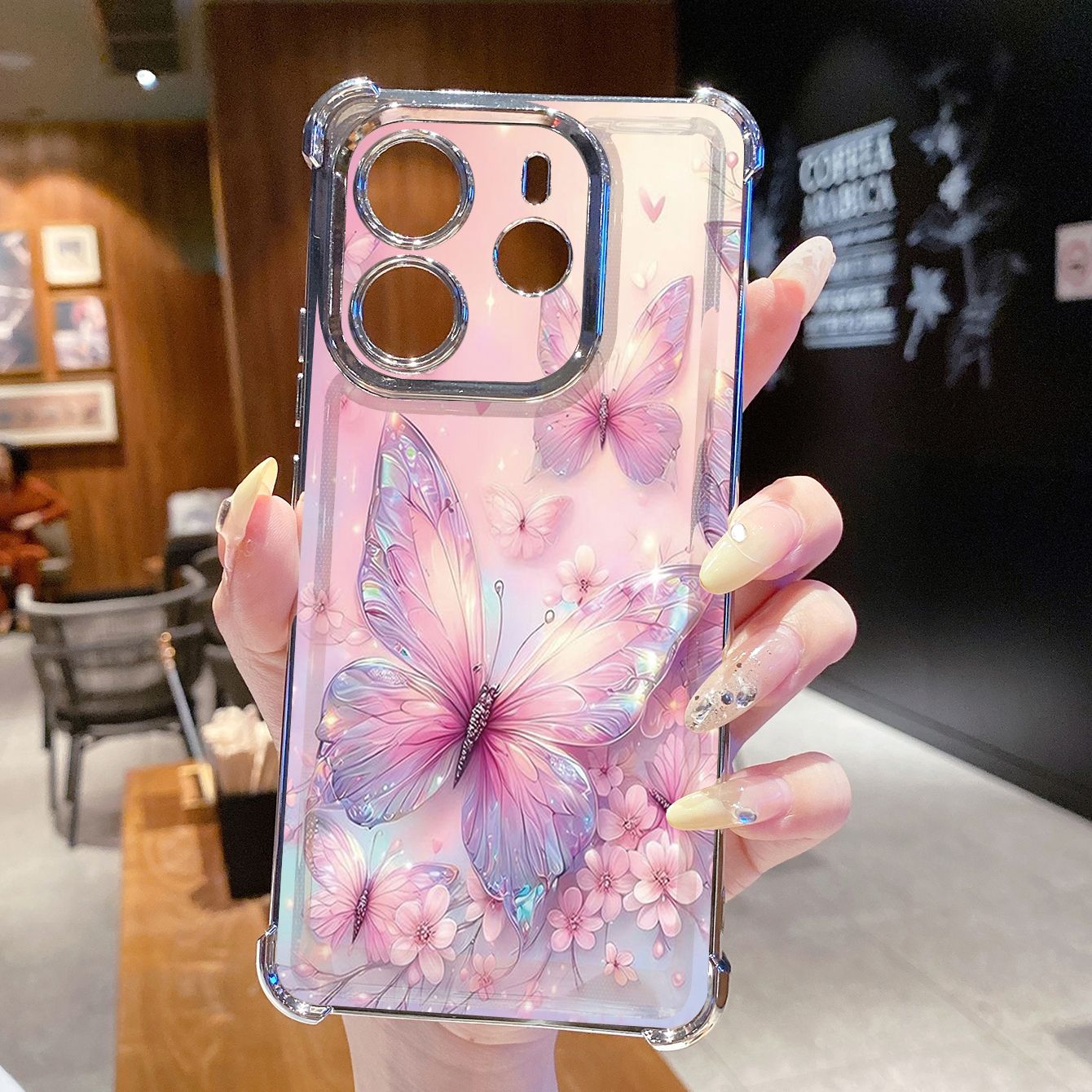 for Redmi Note 14 Pro 14C 13C POCO X7 Plating Phone Case Shockproof Cover Beauty Butterfly