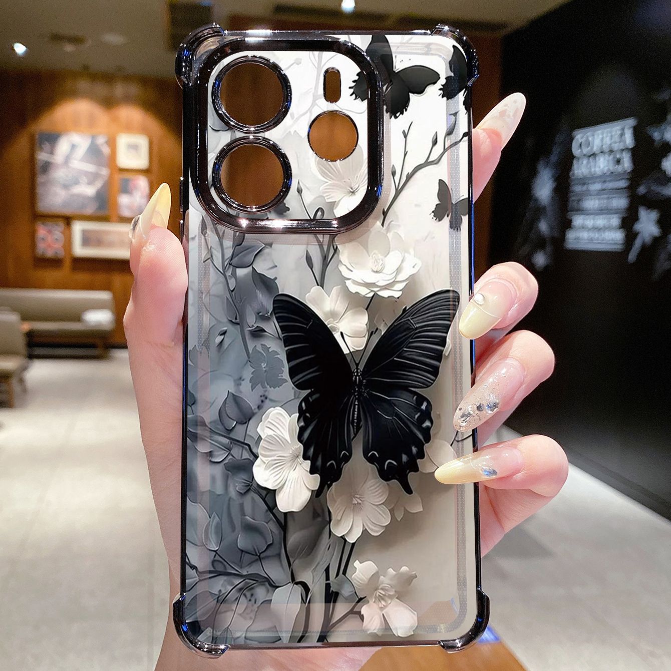 for Redmi Note 14 Pro 14C 13C POCO X7 Plating Phone Case Shockproof Cover Beauty Butterfly