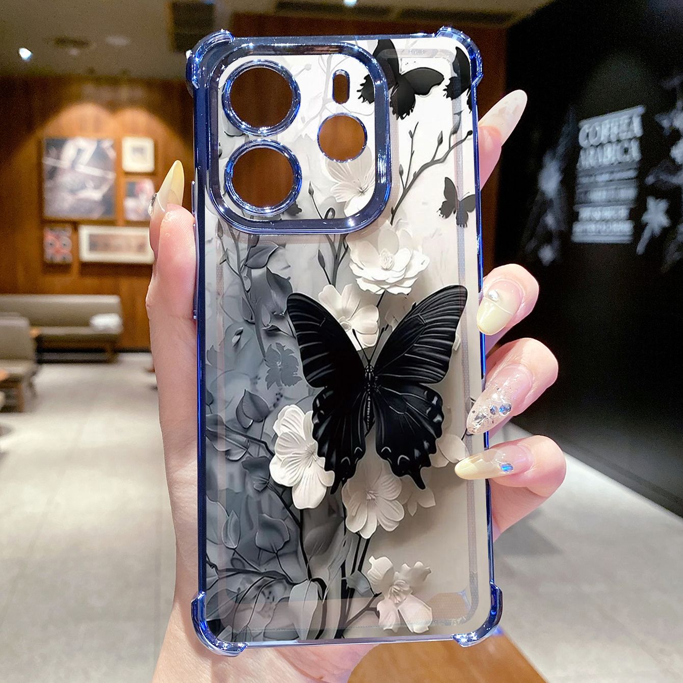 for Redmi Note 14 Pro 14C 13C POCO X7 Plating Phone Case Shockproof Cover Beauty Butterfly