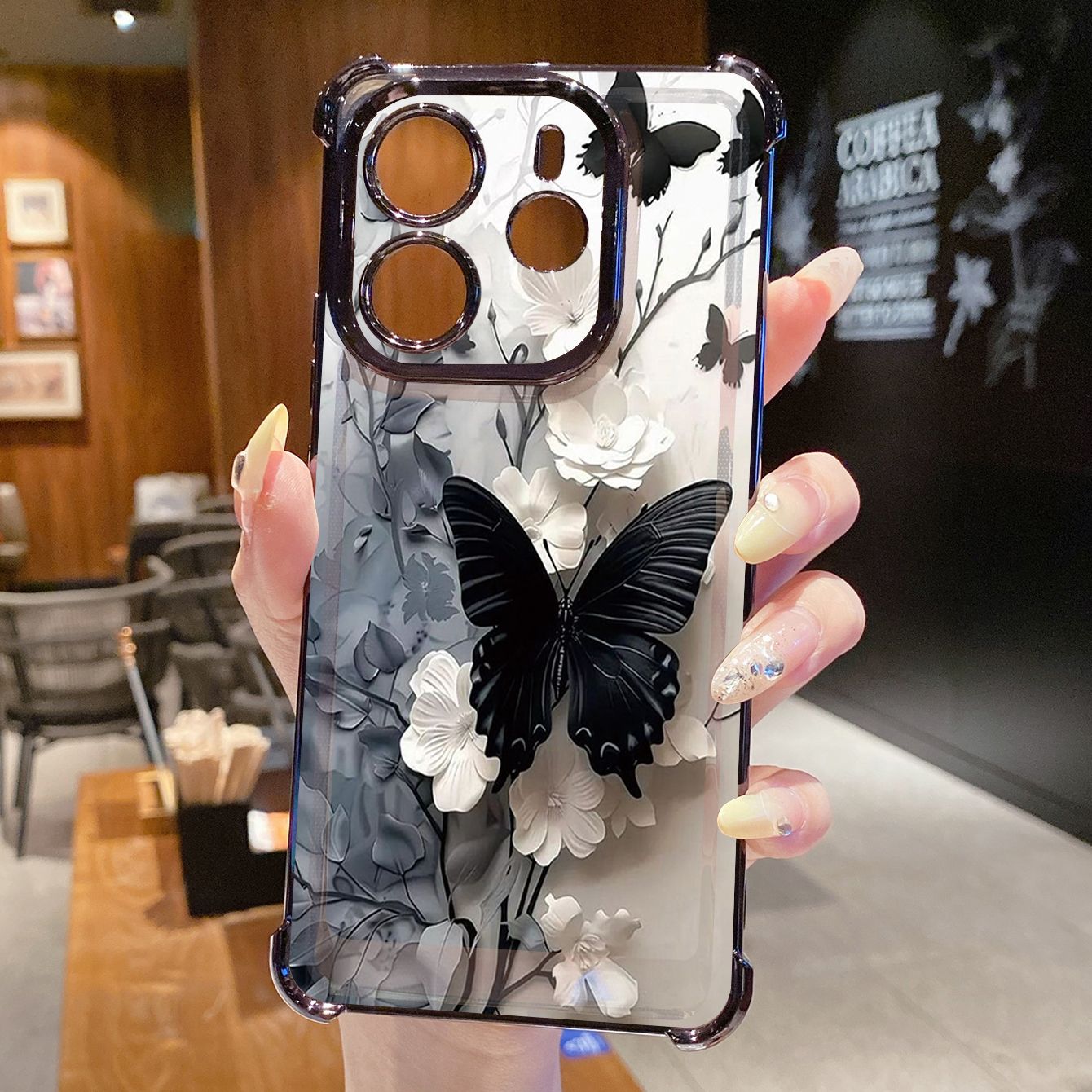 for Redmi Note 14 Pro 14C 13C POCO X7 Plating Phone Case Shockproof Cover Beauty Butterfly