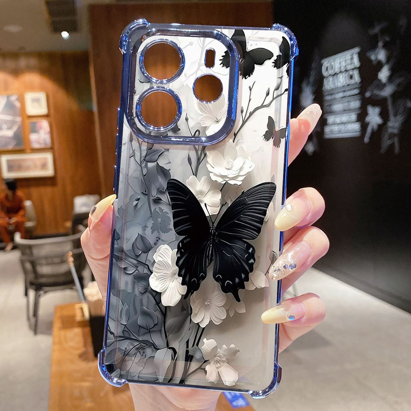 for Redmi Note 14 Pro 14C 13C POCO X7 Plating Phone Case Shockproof Cover Beauty Butterfly