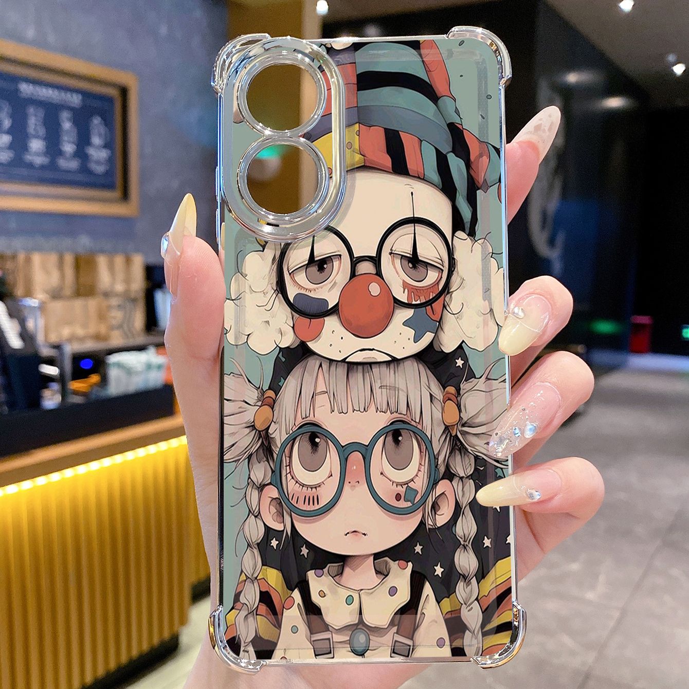 for OPPO A38 A5 Pro Realme C63 C51 C75 VIVO Plating Phone Case Shockproof Cover Cute Evil Clown